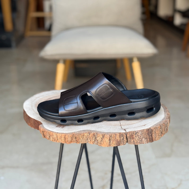 SANDALE EN CUIR SE125   - OrthoConfort MARRON CHOCOLAT