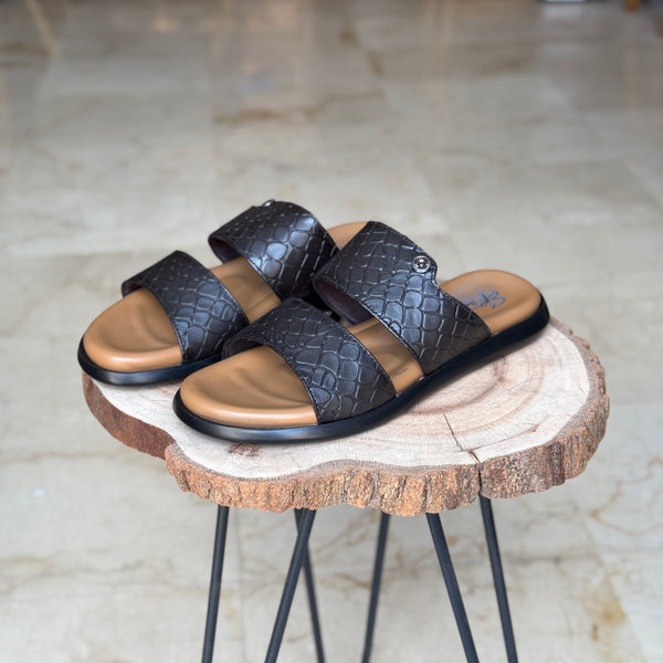SANDALE EN CUIR RSE122 MARRON
