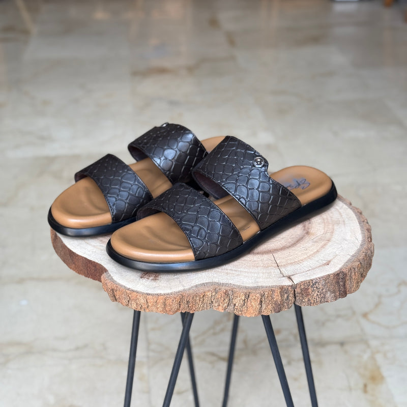 SANDALE EN CUIR RSE122 MARRON