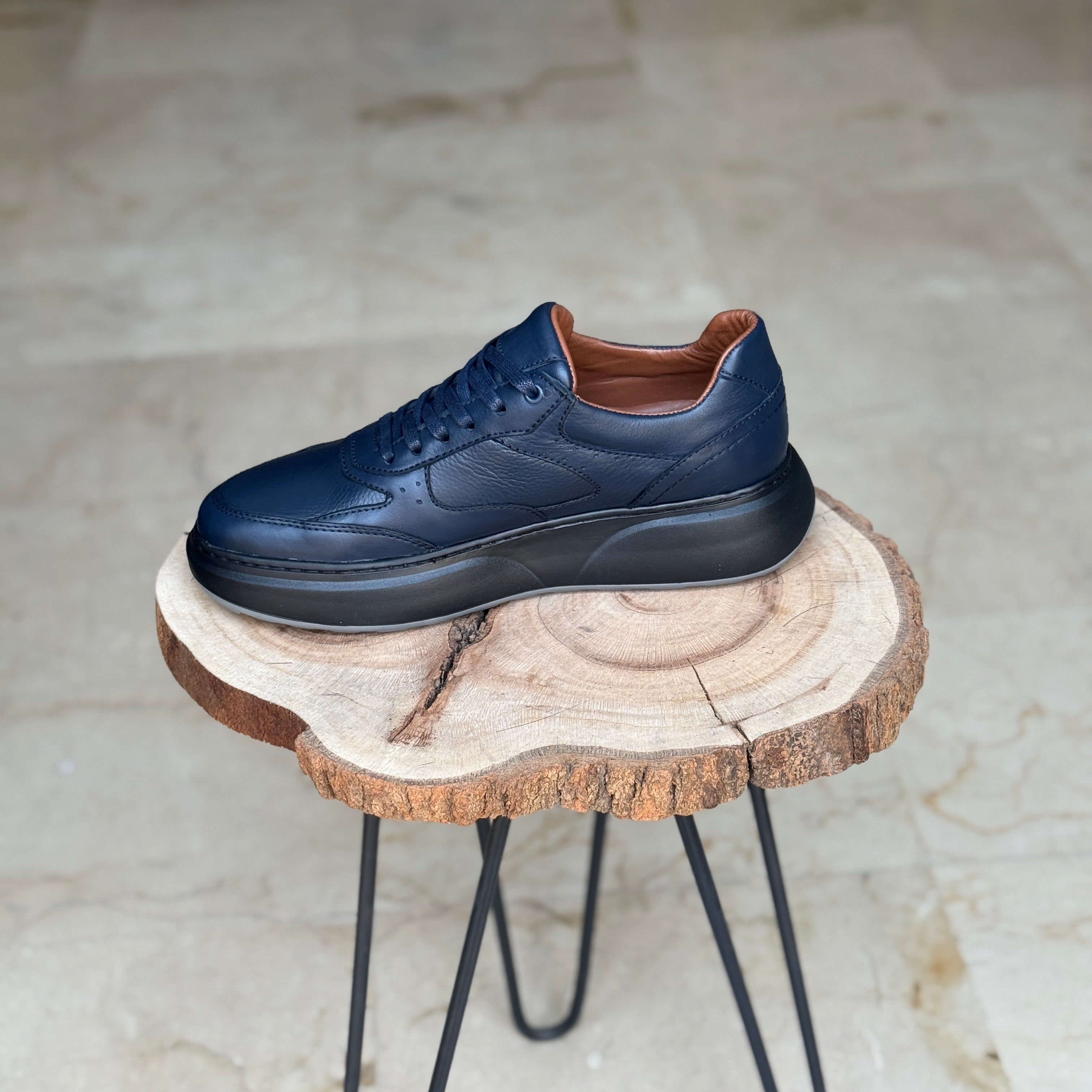 BASKET EN CUIR - 874 BLEU