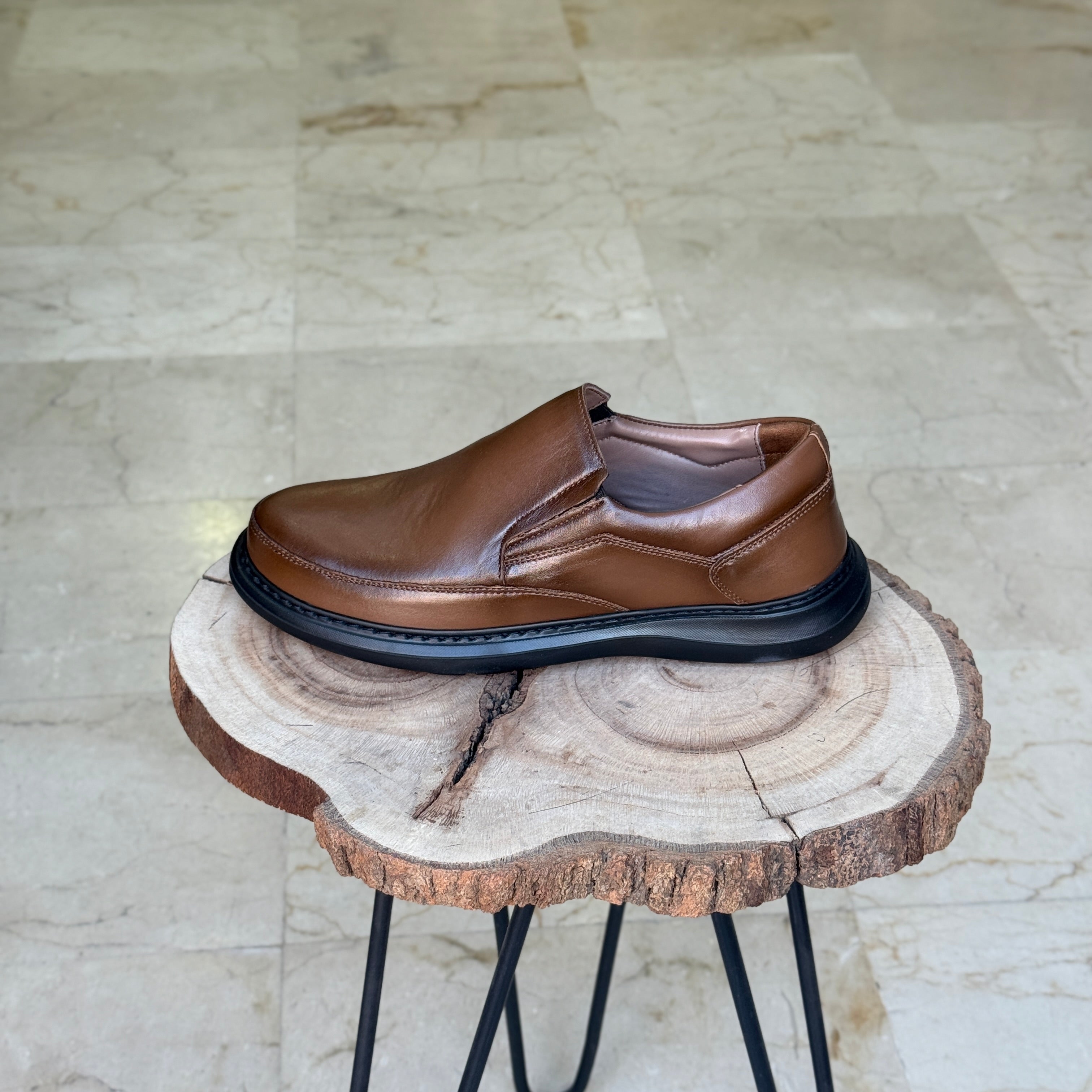 CHAUSSURE MEDICAL EN CUIR 104 TABAC