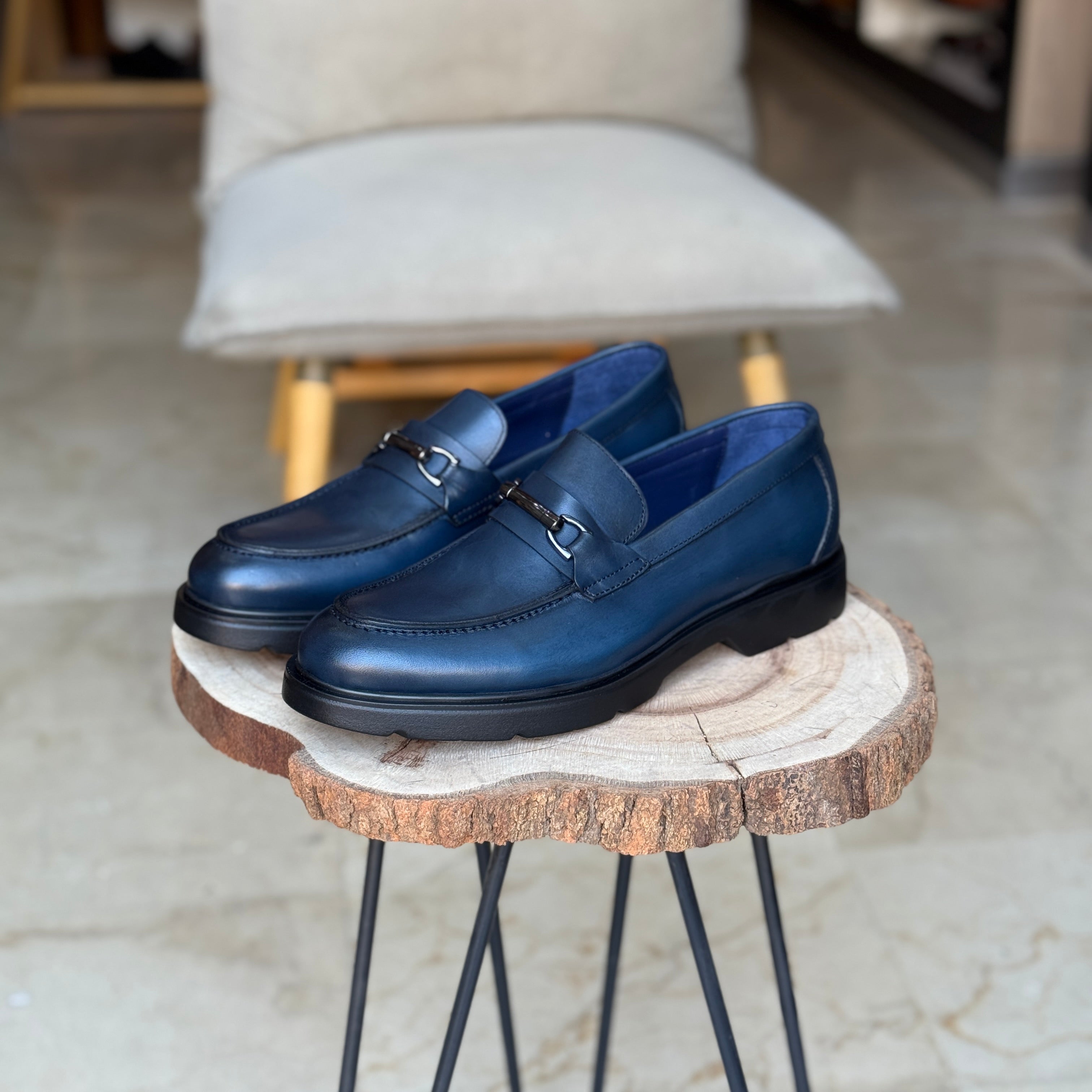 CHAUSSURES EN CUIR VÈRITABLES 108 BLEU