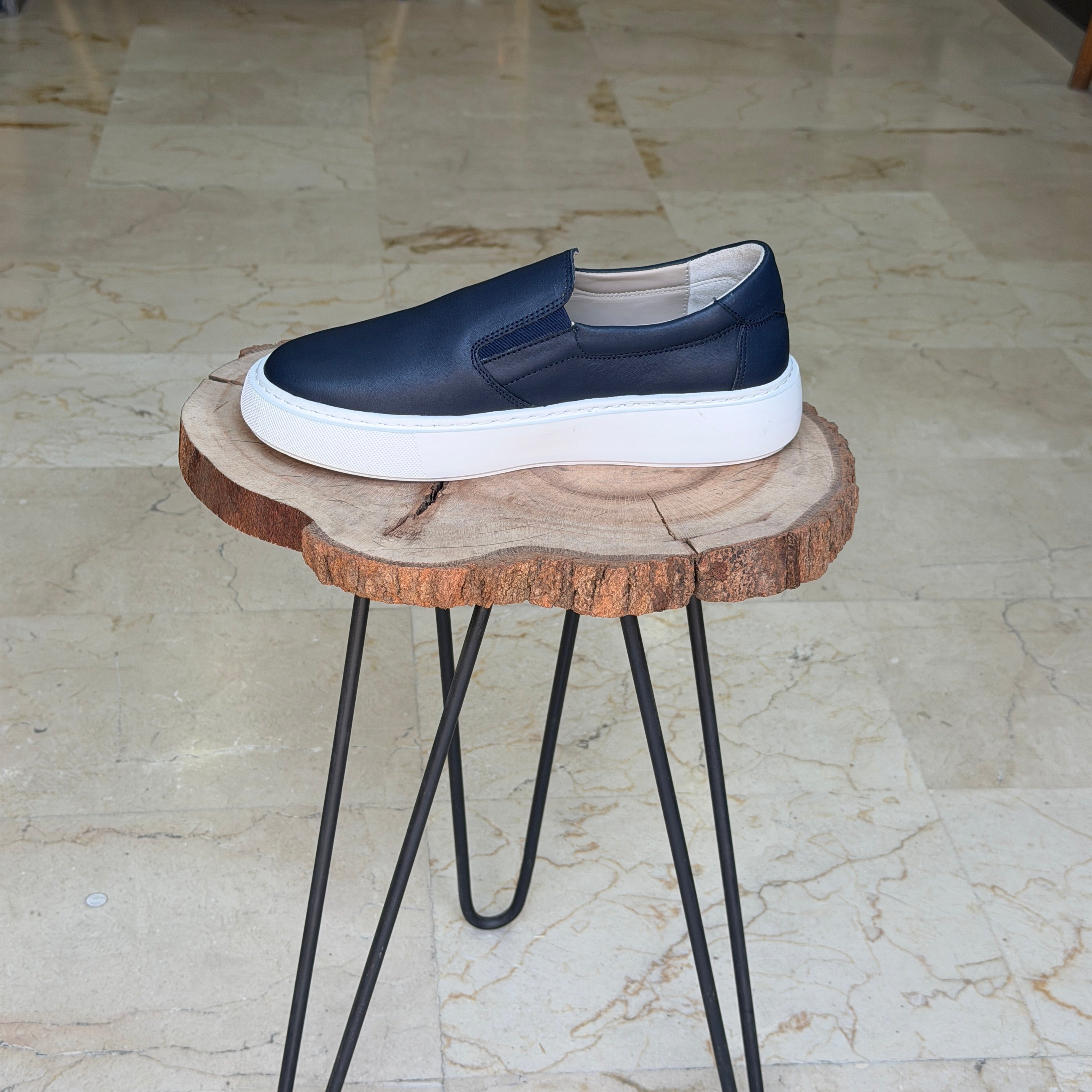 basket en cuir 0101 bleu