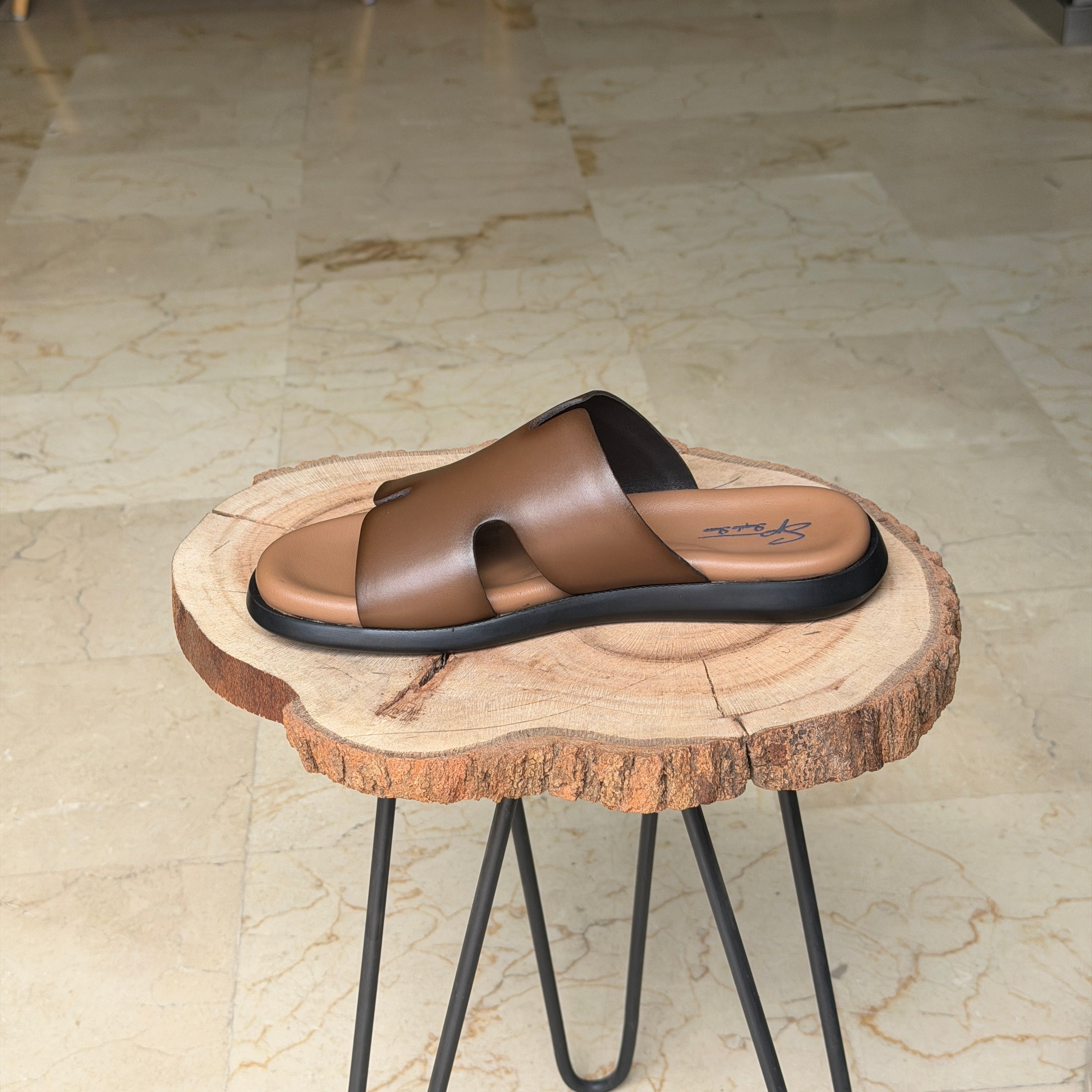 Sendale En Cuir Signateur 01  MARRON CLAIR 1012 - Shopilo Shoes