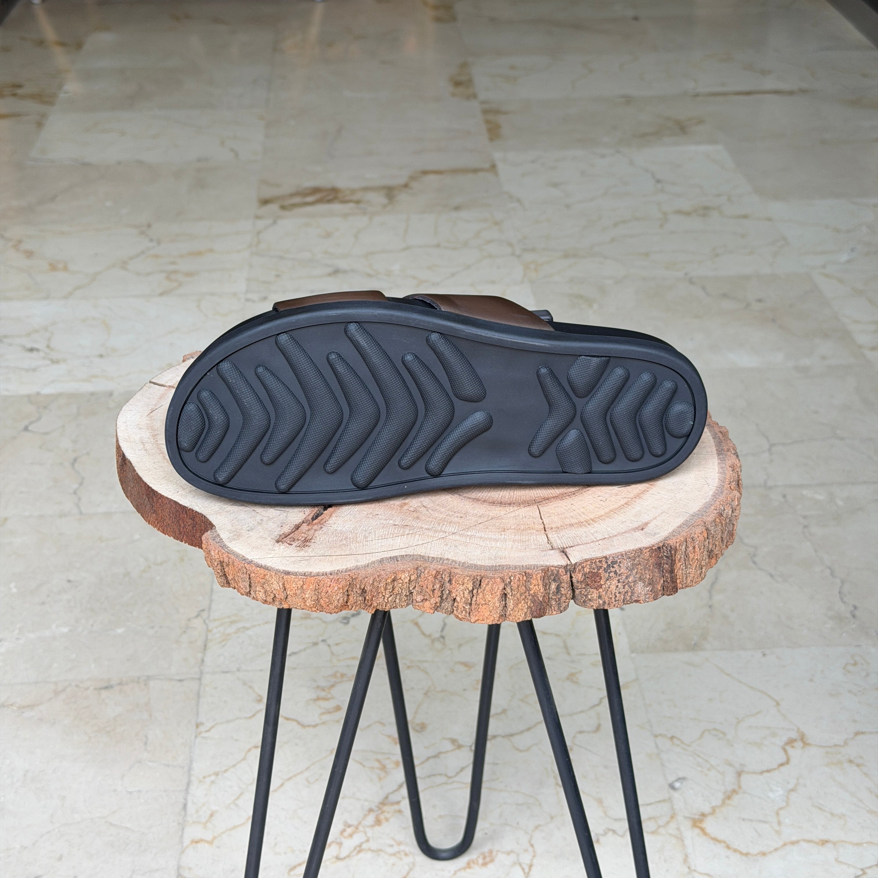 SANDALE EN CUIR Terra-Cuir 1978   Marron Taba