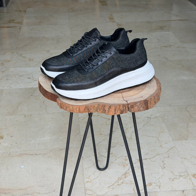 Basket en cuir ET jeans - 944 Noir