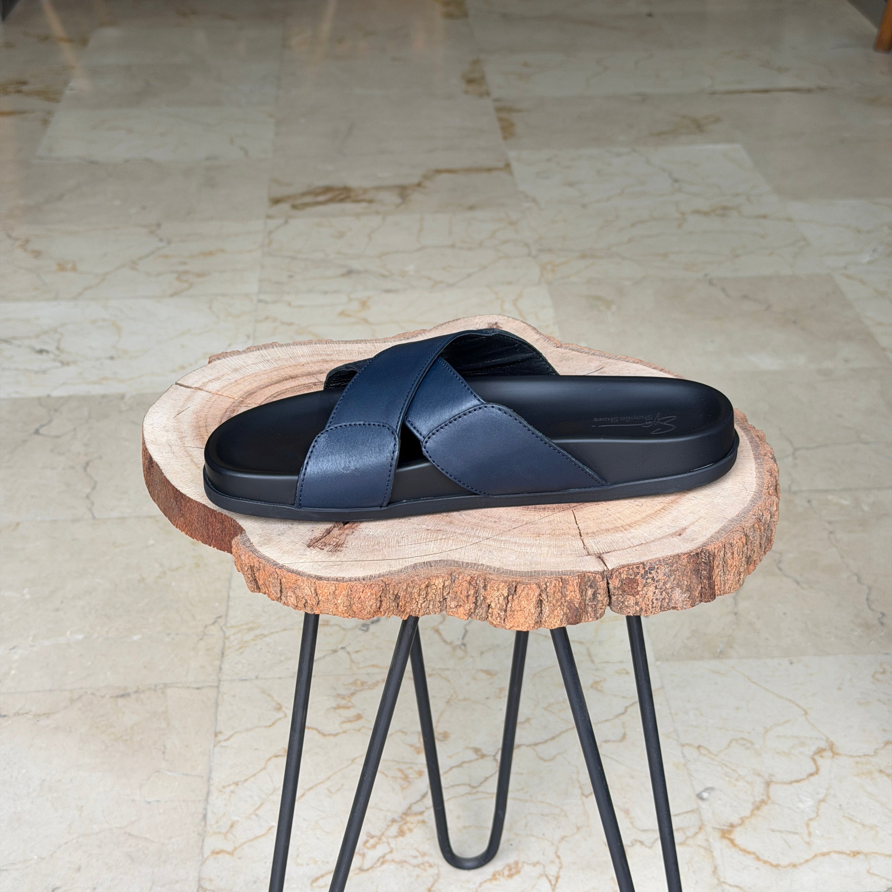 SANDALE EN CUIR Terra-Cuir 040 Bleu