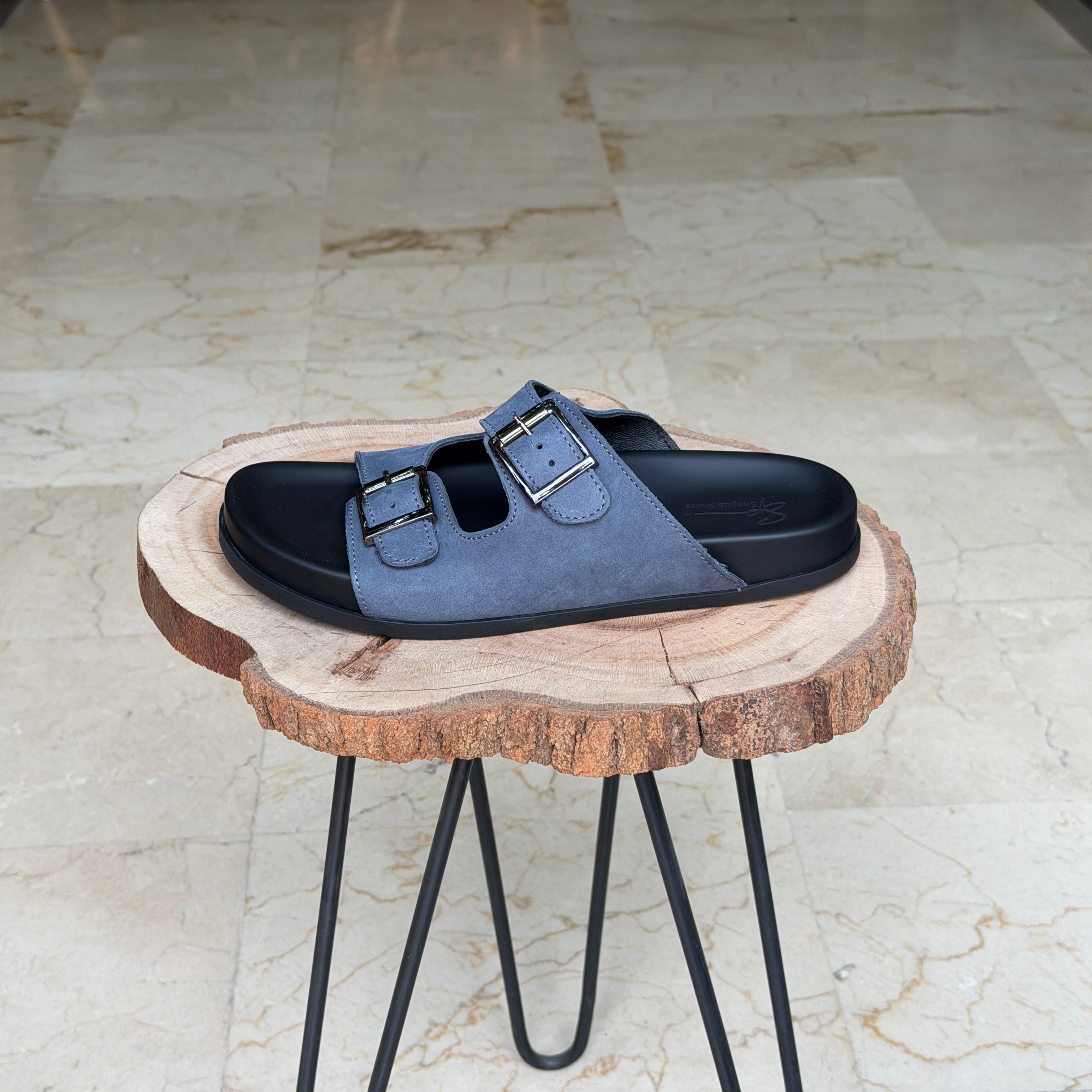 SANDALE EN CUIR Terra-Cuir 204 Bleu Nubuck