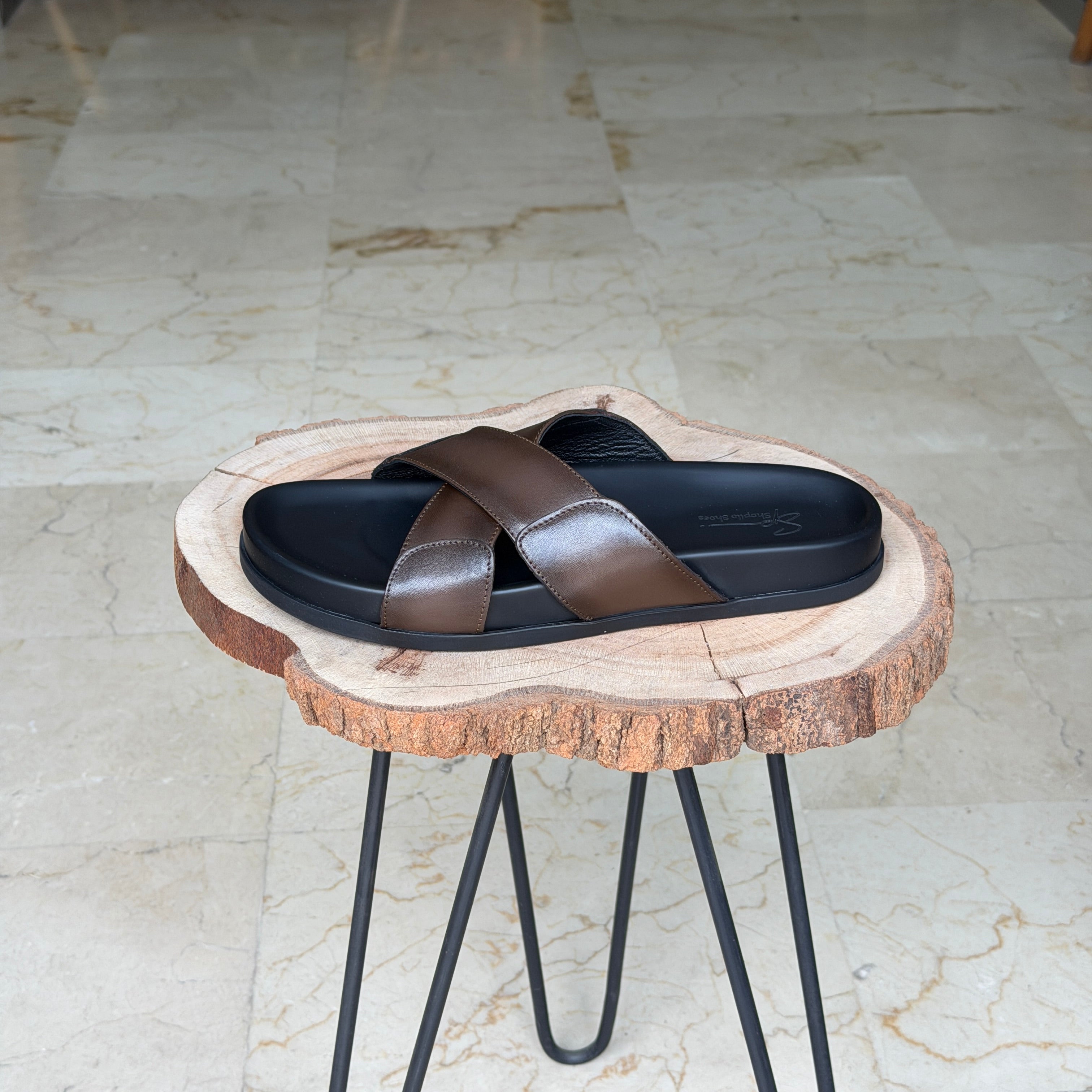 SANDALE EN CUIR Terra-Cuir 040 Marron Taba