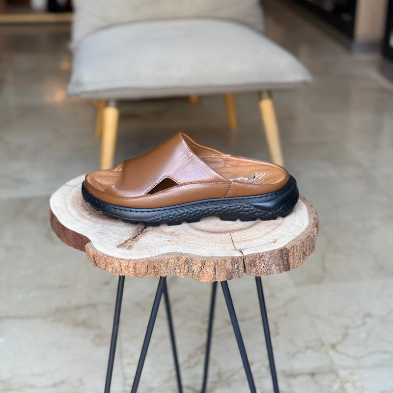 SANDALE EN CUIR ANS 411 TABA
