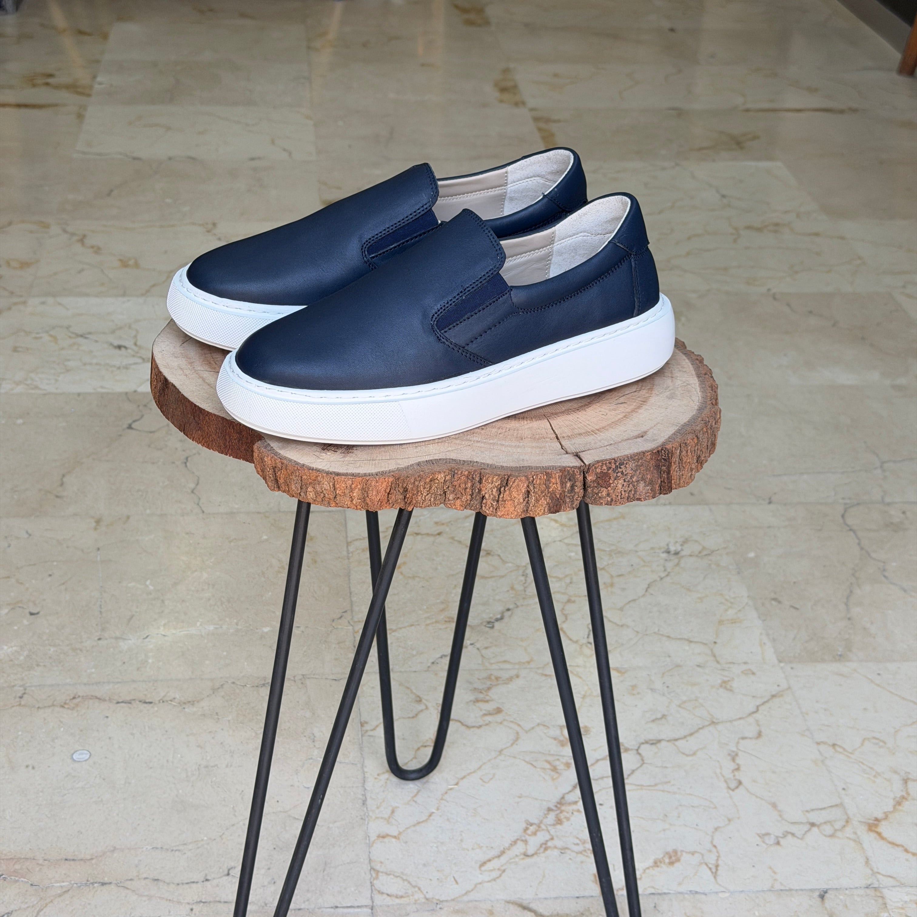 basket en cuir 0101 bleu