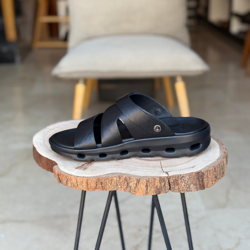 SANDALE EN CUIR SE103 NOIR - OrthoConfort