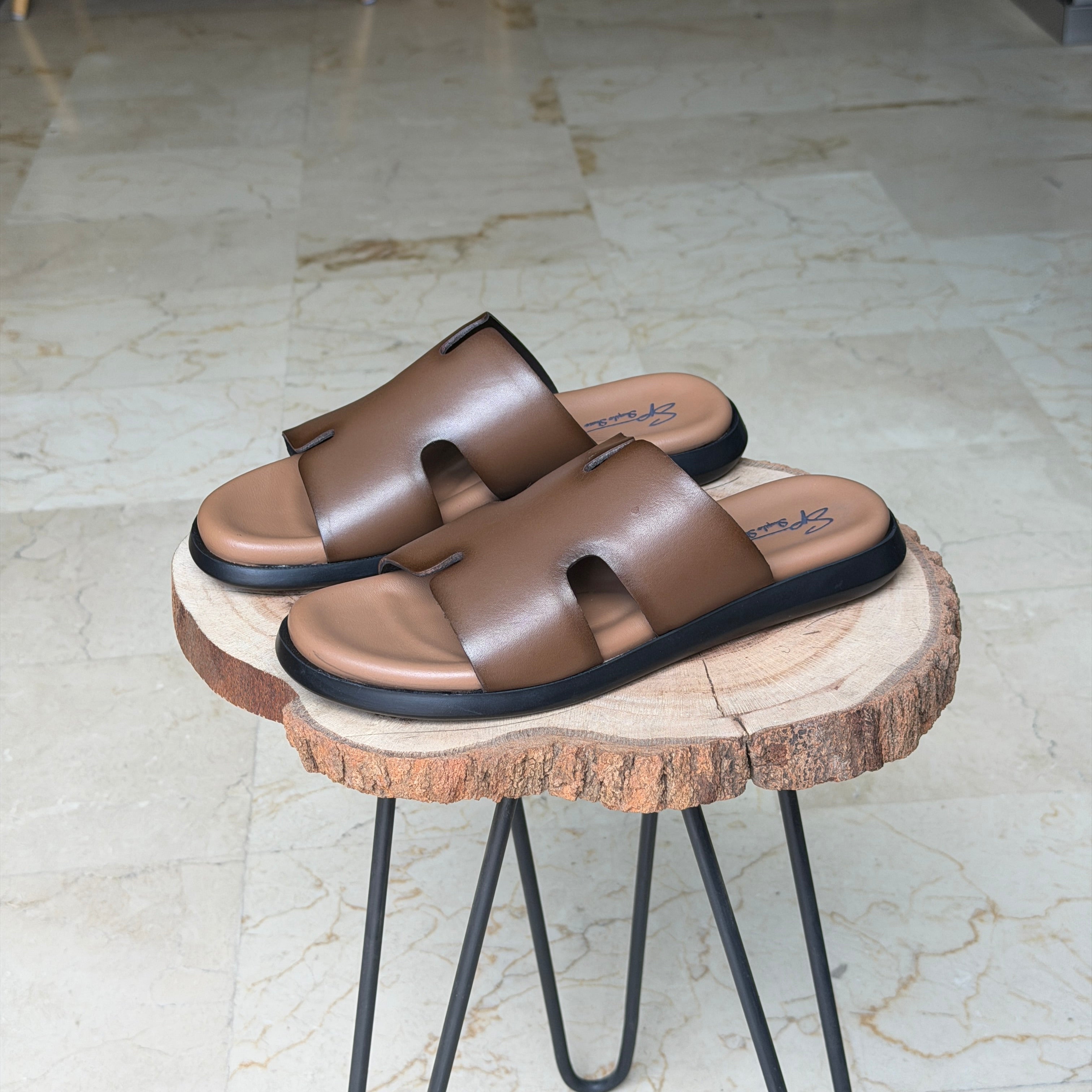 Sendale En Cuir Signateur 01  MARRON CLAIR 1012 - Shopilo Shoes