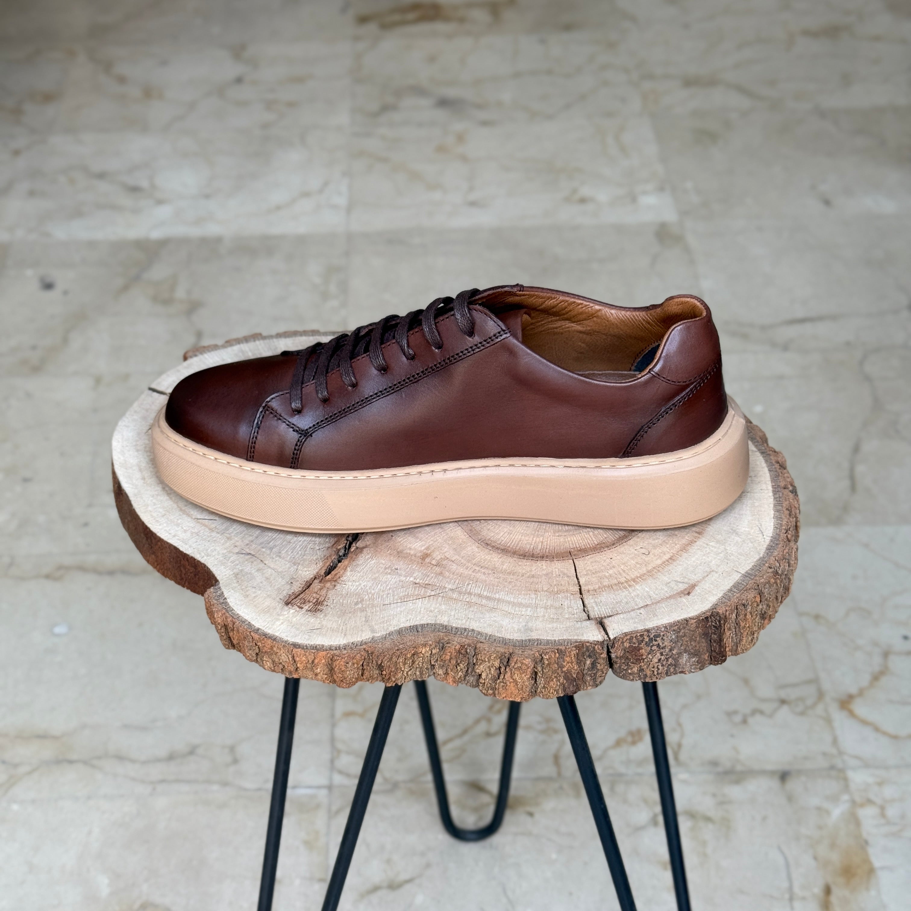 BASKET EN CUIR  L’ALLURE 708 MARRON