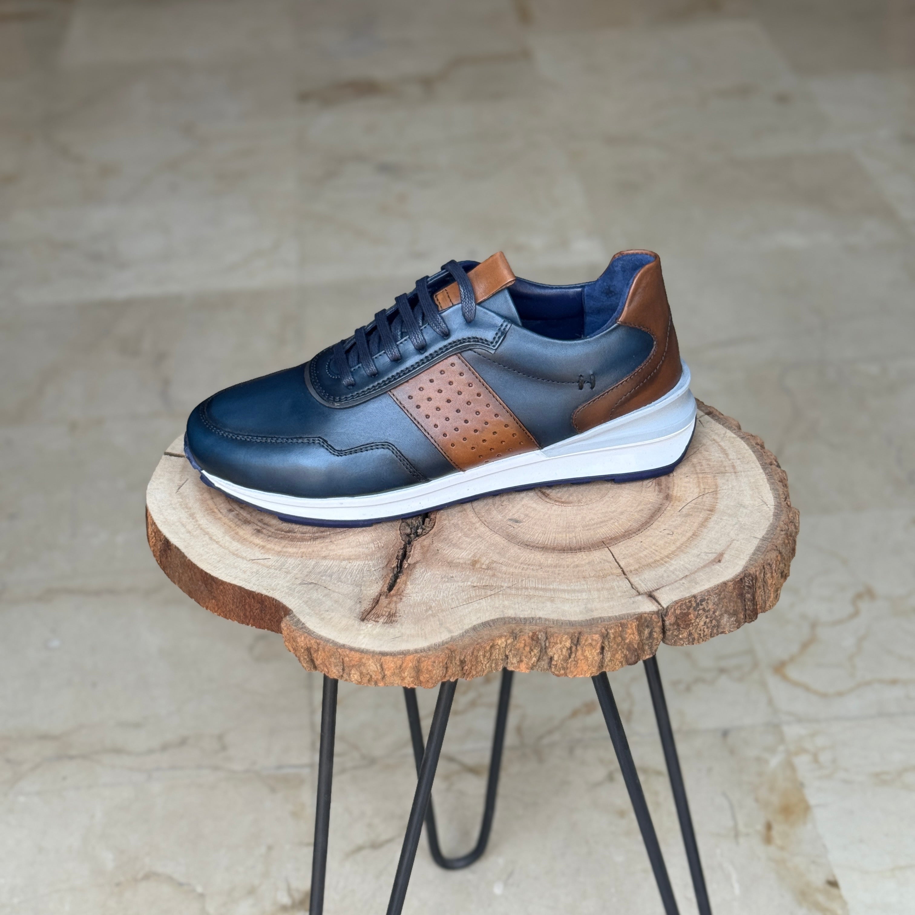BASKET EN CUIR RC 651 BLEU