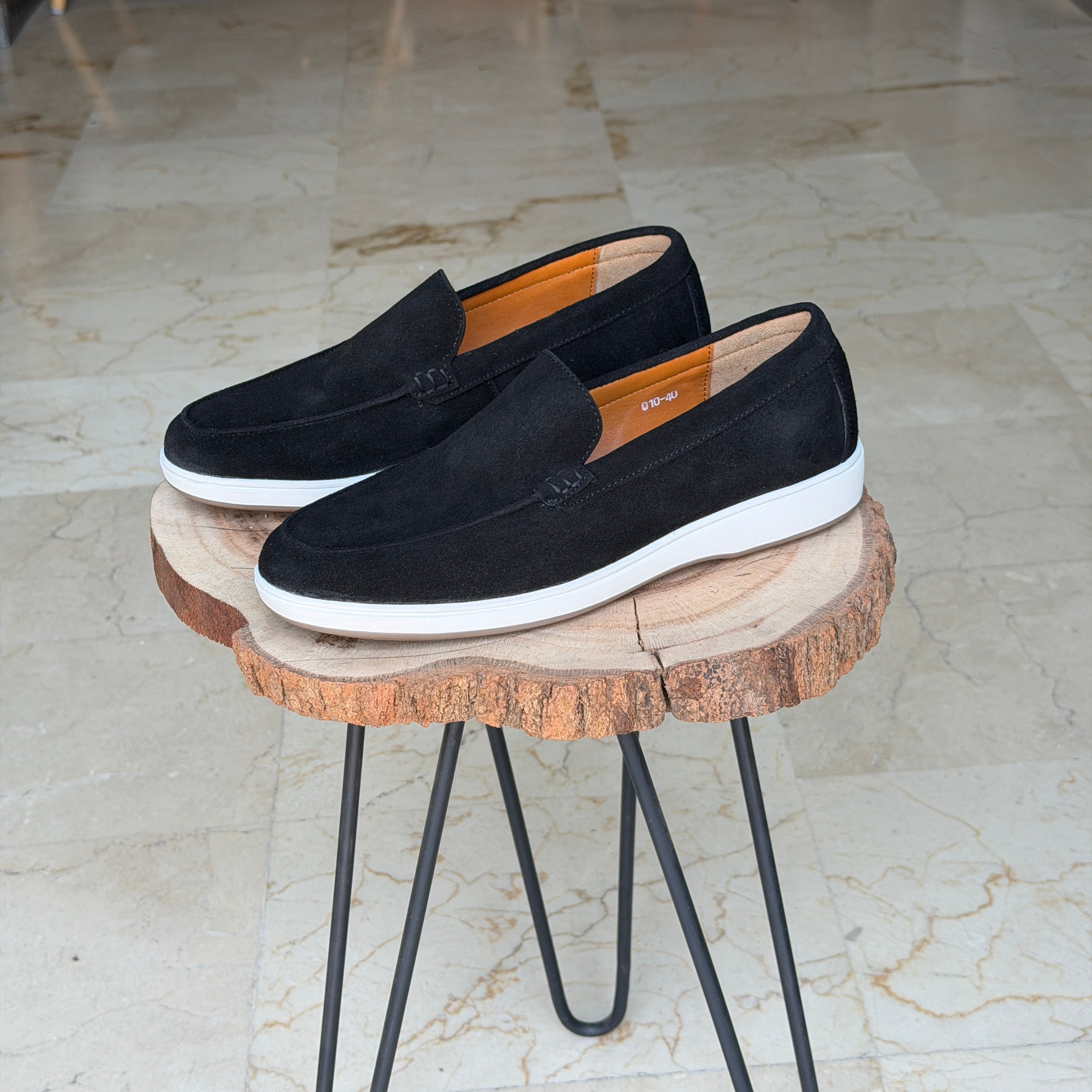 MOCASSIN EN DAIM EURO PIANA 010 NOIR DAIM - Shopilo Shoes