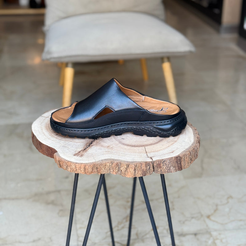 SANDALE EN CUIR ANS 411 NOIR