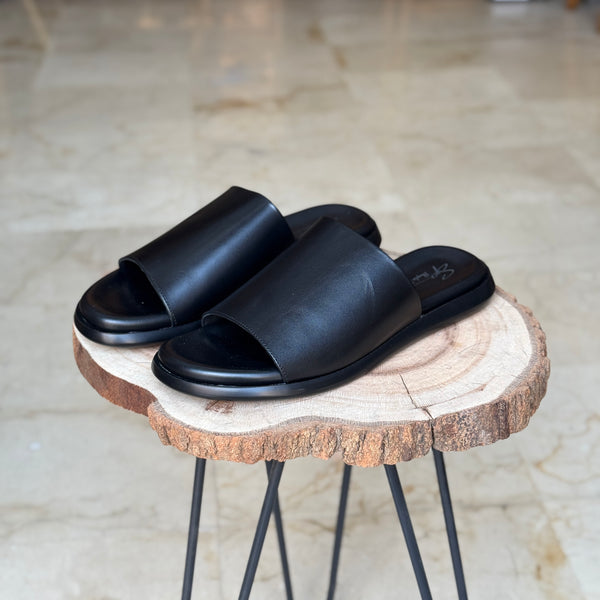 SANDALE EN CUIR RSE123 NOIR