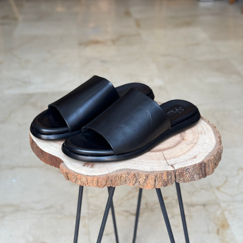 SANDALE EN CUIR RSE123 NOIR