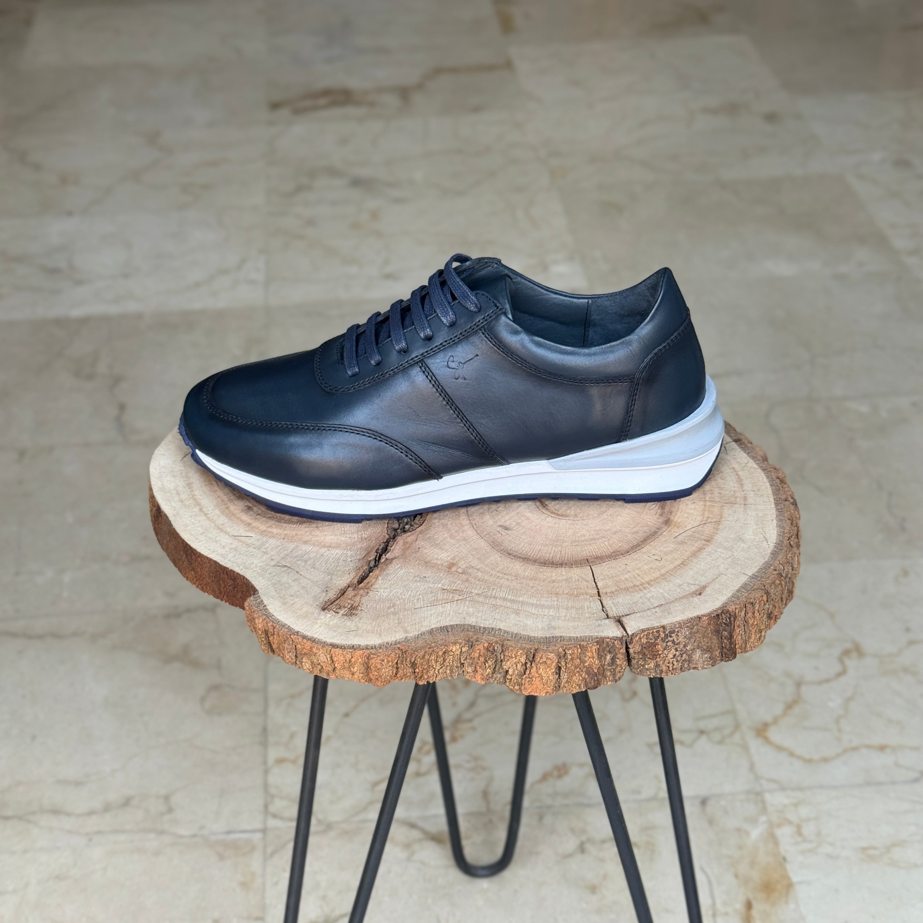 BASKET EN CUIR 838 BLEU