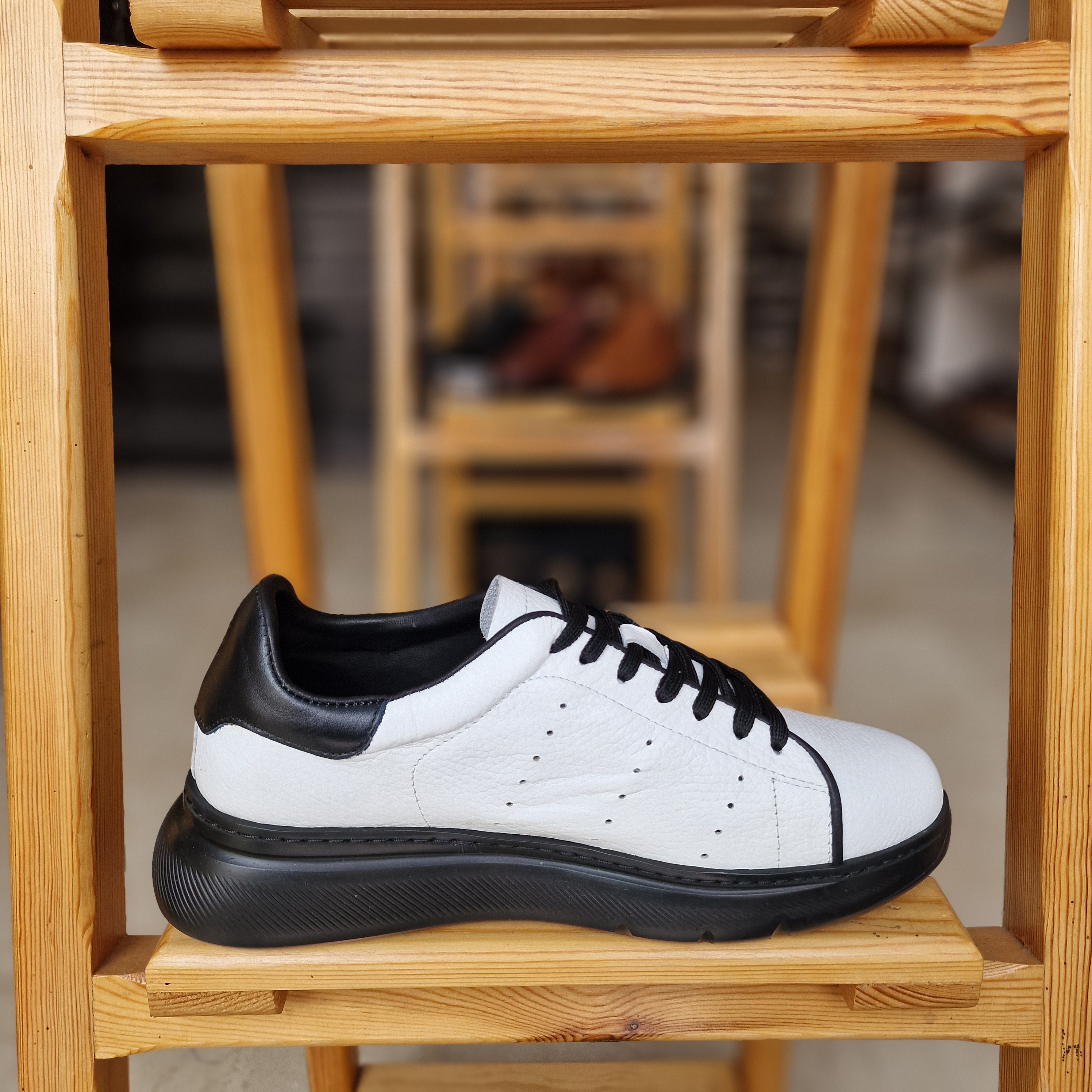 Basket En Cuir Xcellence Blanc & N - 1007