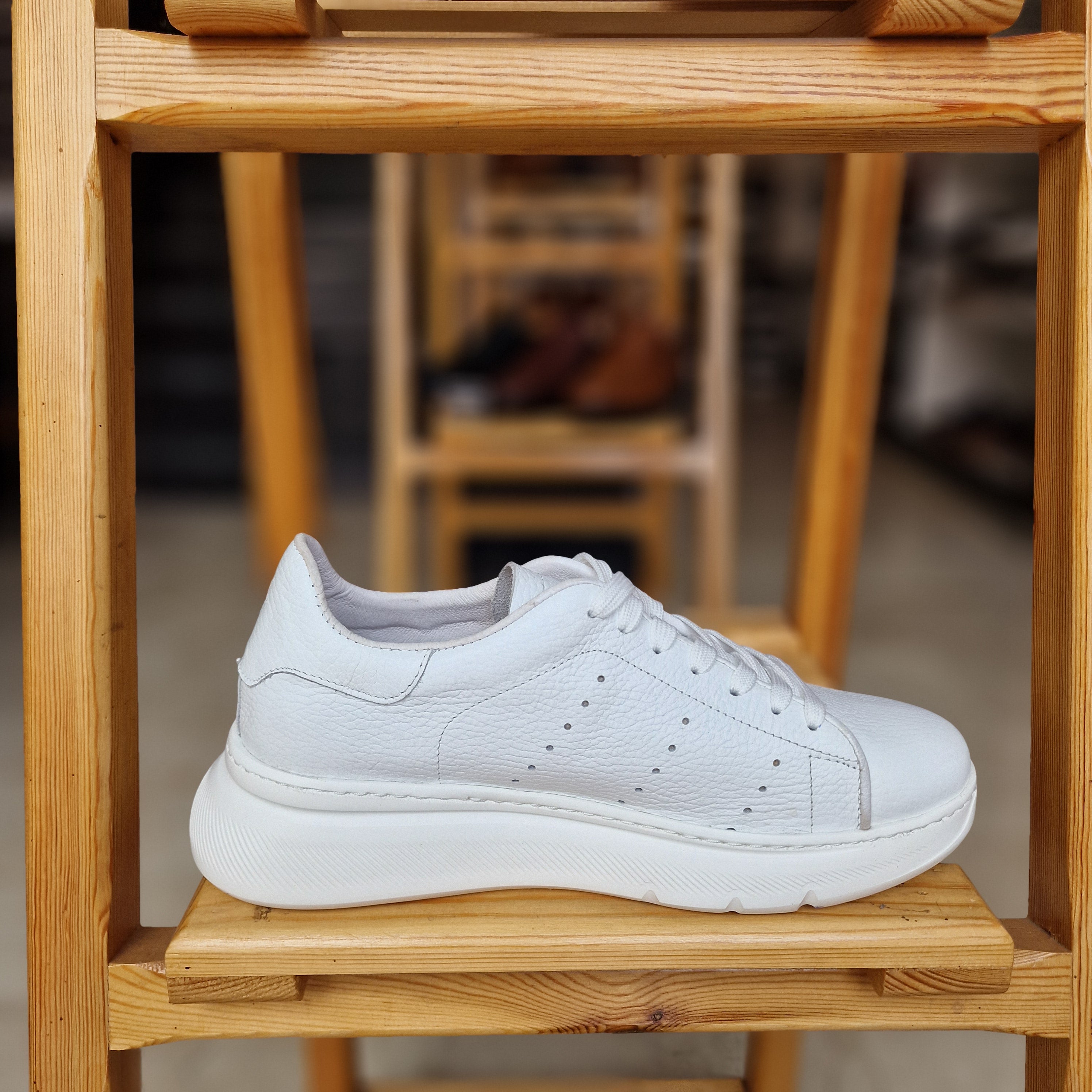 Basket En Cuir Xcellence blanc  -1007 Eva