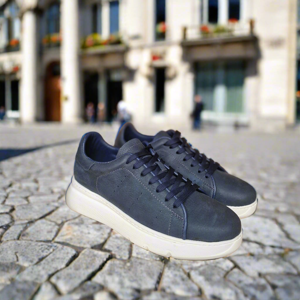 Basket En Cuir Xcellence Bleu Nubuck 1 -1007 Eva