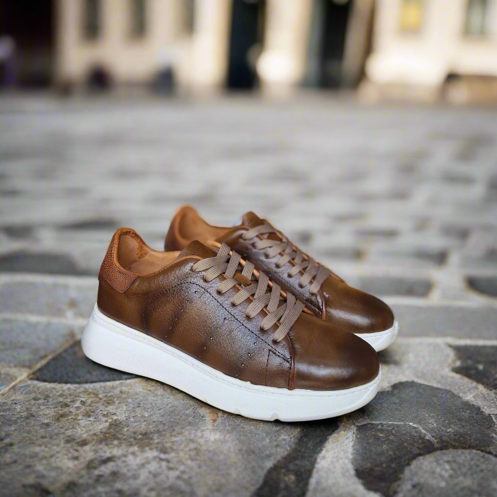 Basket En Cuir Xcellence Marron Clair 1 - 1007 Eva
