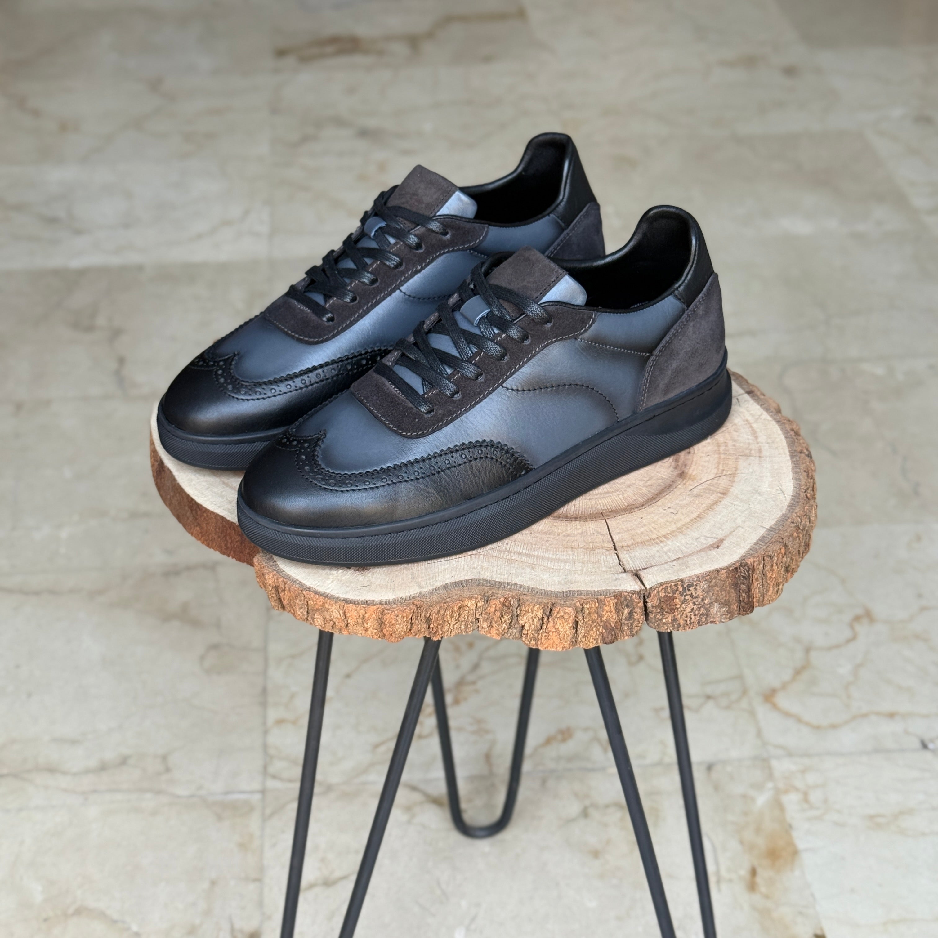 BASKET EN CUIR 884 GRIS