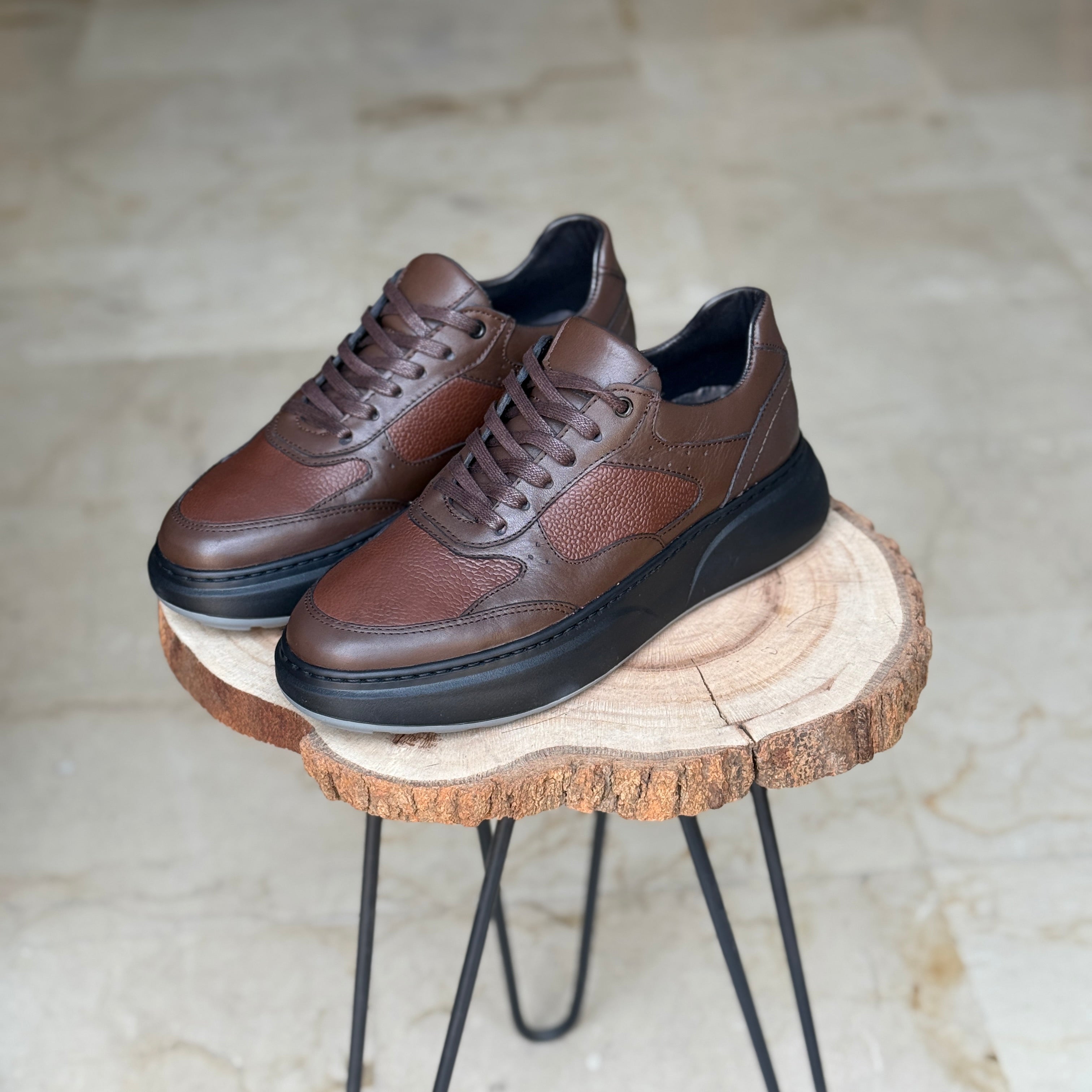 BASKET EN CUIR - 874 MARRON