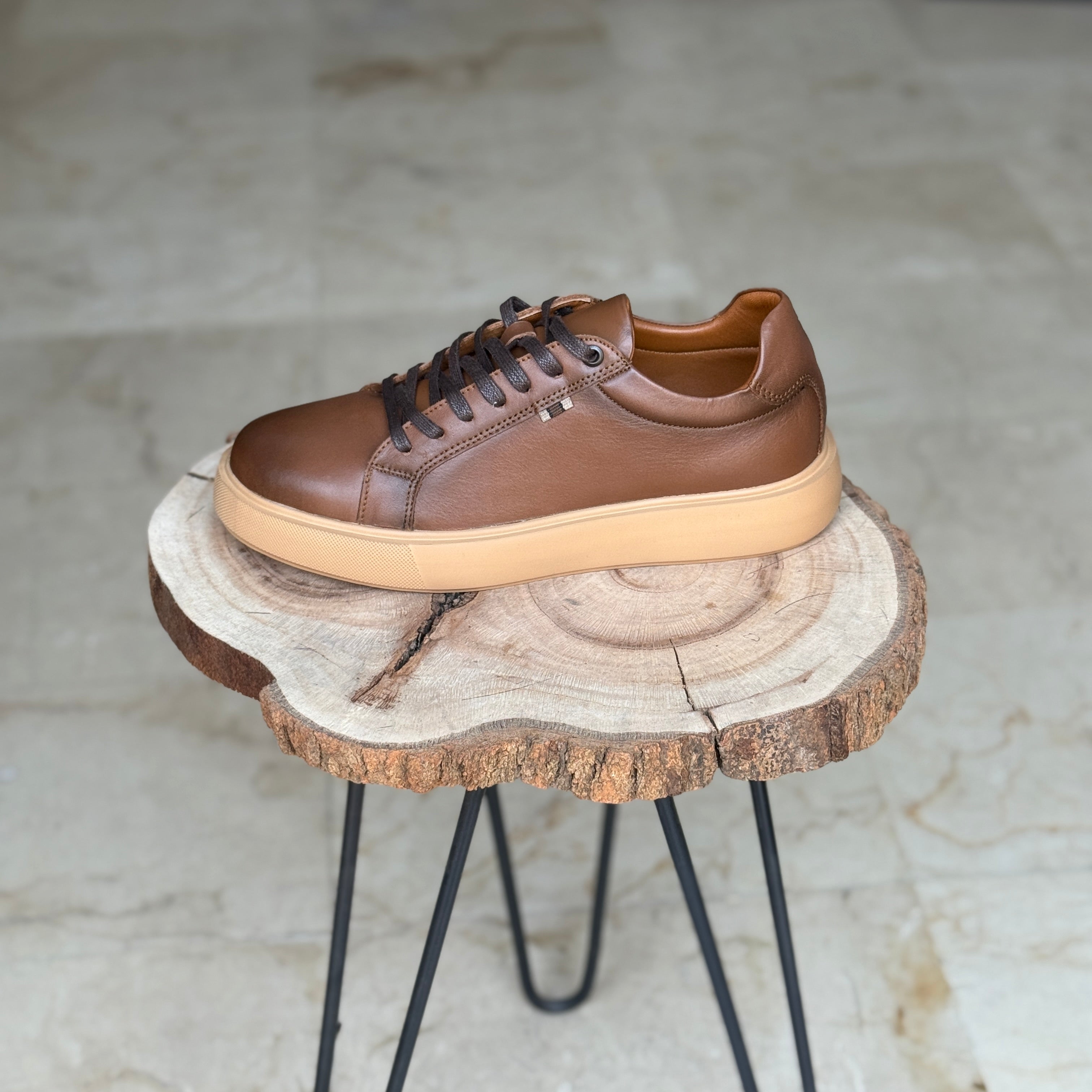 BASKET EN CUIR 528 TABA CUIR