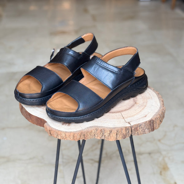 SANDALE EN CUIR ANS 420 NOIR