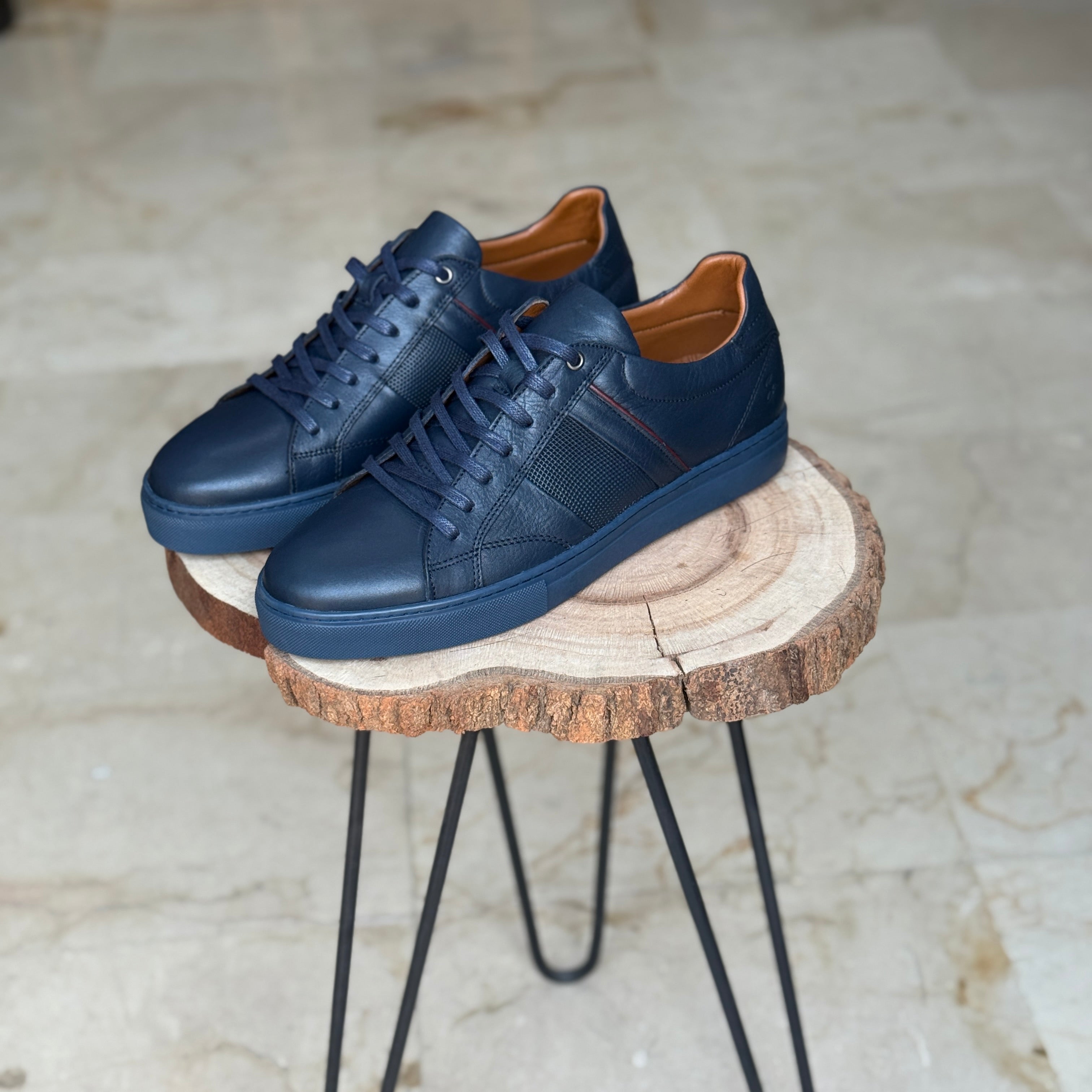 BASKET EN CUIR 718 BLEU