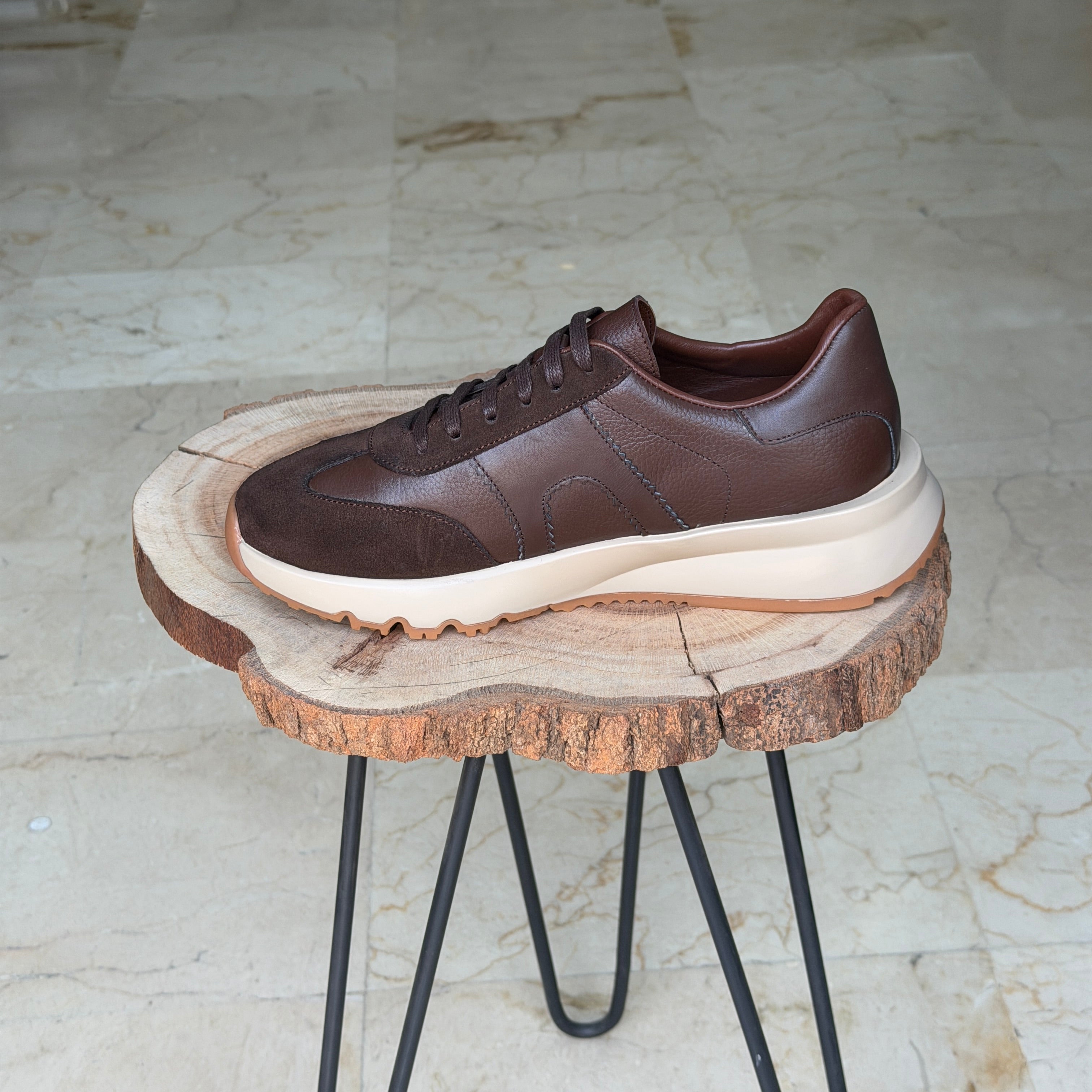 basket en cuir - 926 MARRON