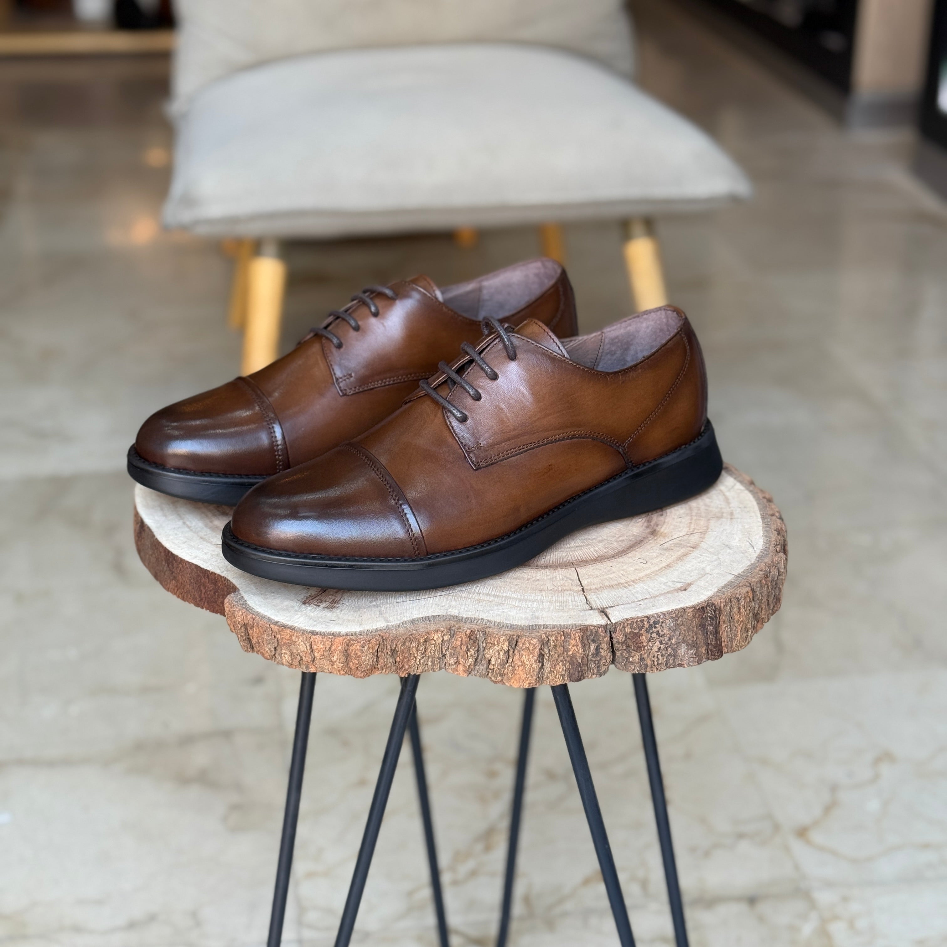 CHAUSSURES EN CUIR VÈRITABLES ELLEGANO 341 TABA