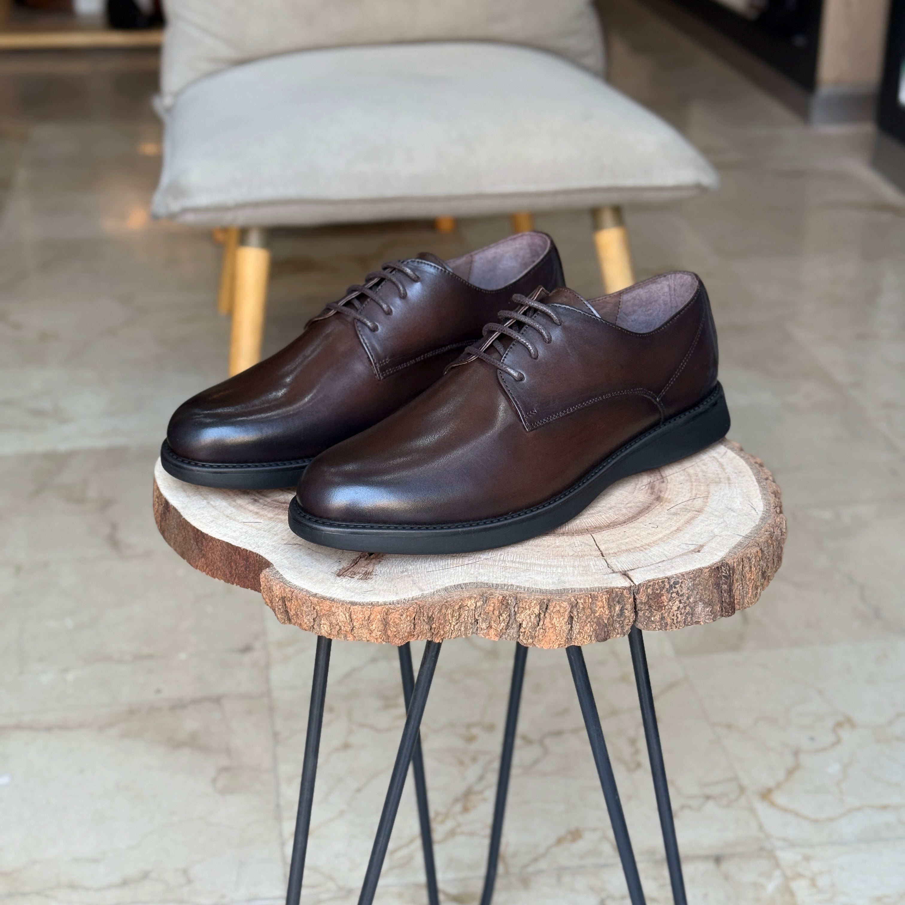 CHAUSSURES EN CUIR VÈRITABLES ELLEGANO 342 MARRON