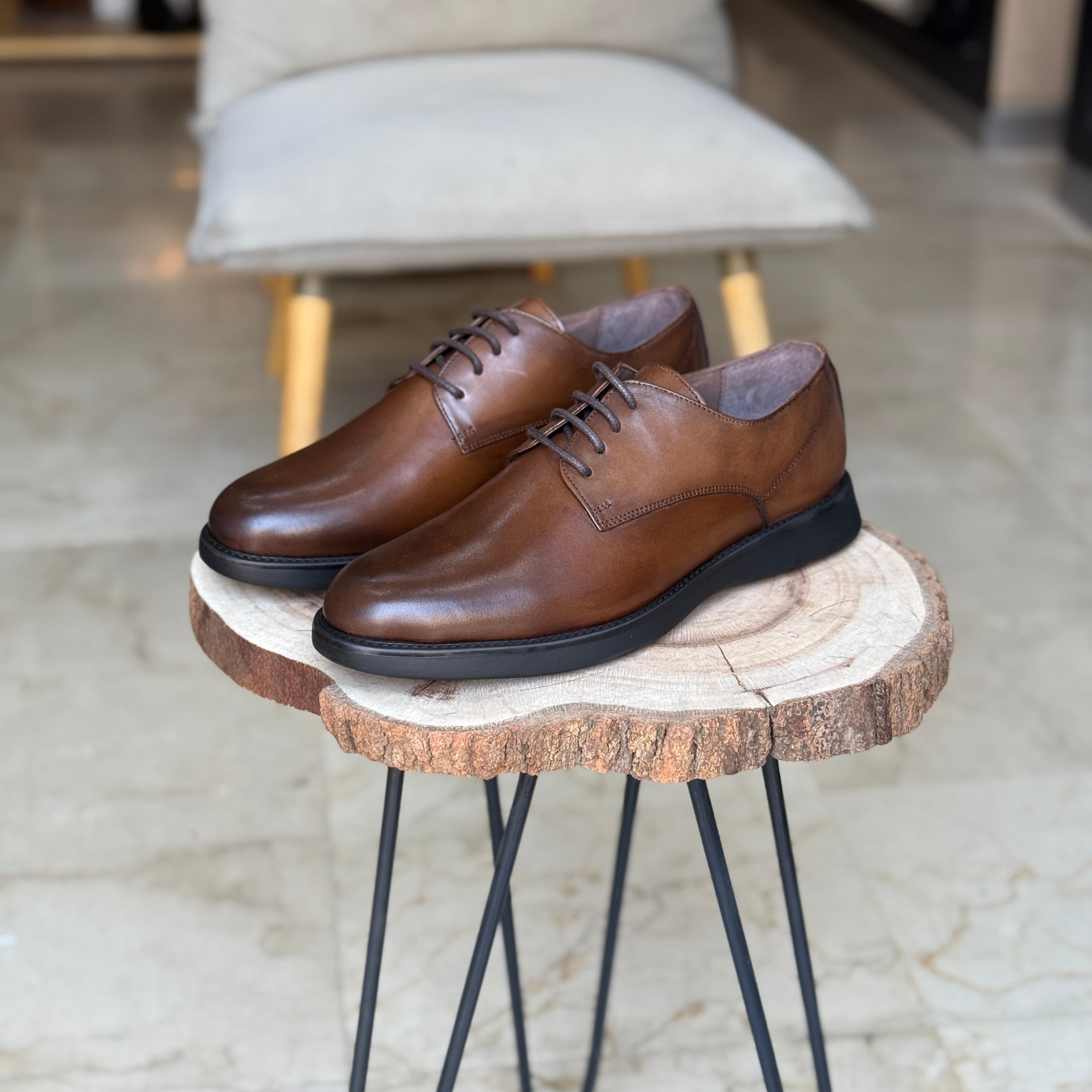 CHAUSSURES EN CUIR VÈRITABLES ELLEGANO 342 TABA