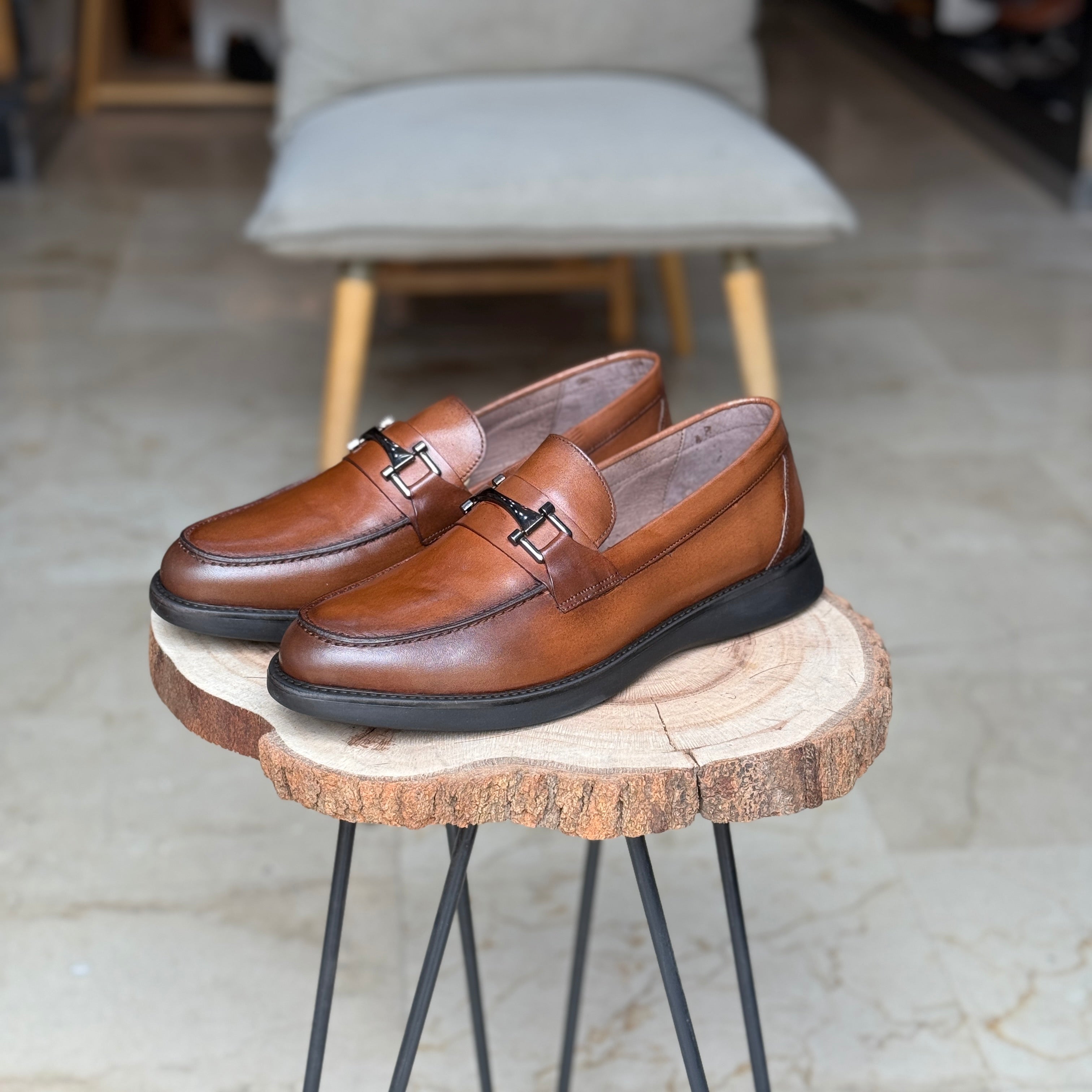 CHAUSSURES EN CUIR VÈRITABLES ELLEGANO 444 TABA