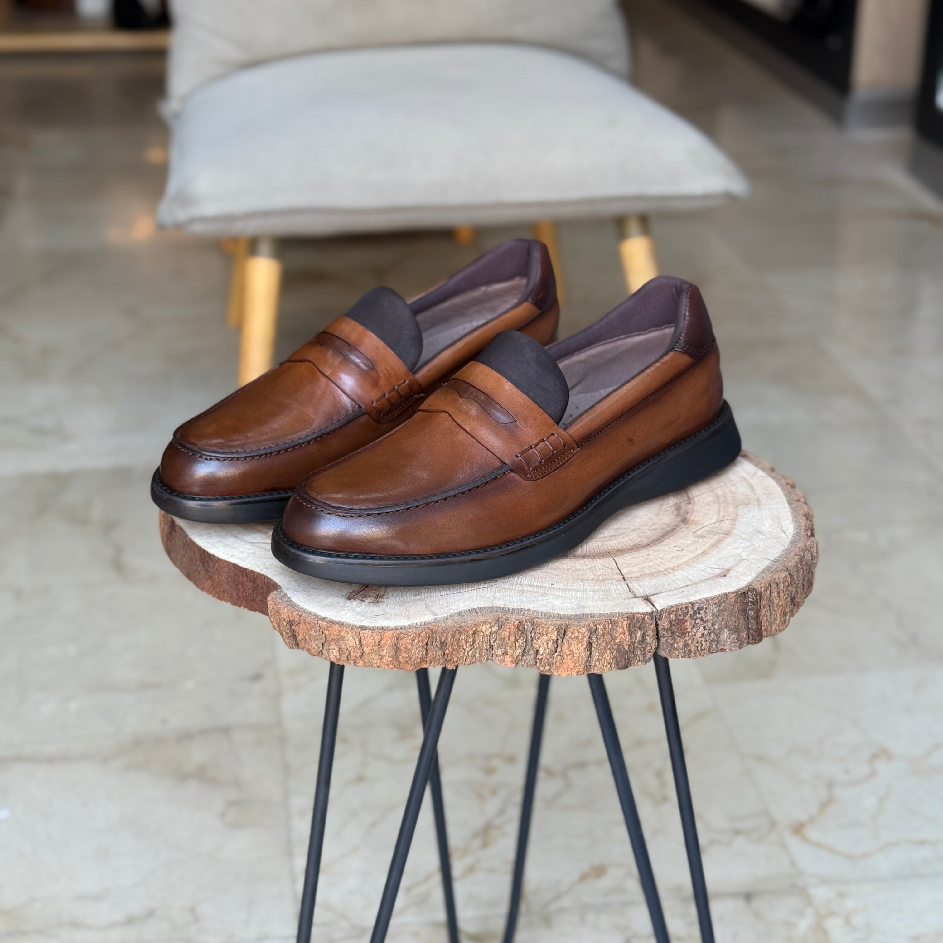 CHAUSSURES EN CUIR VÈRITABLES ELLEGANO 445 TABA