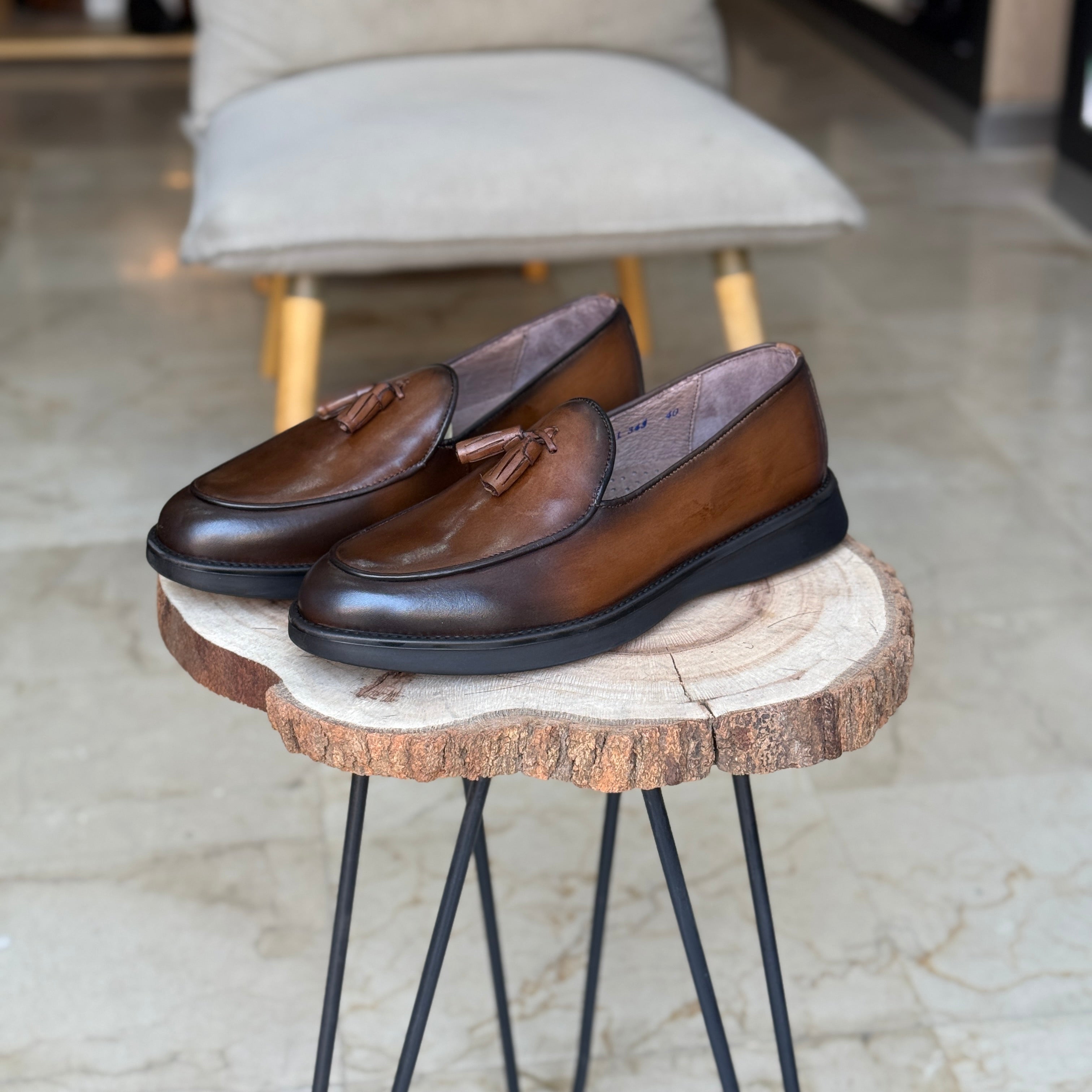 CHAUSSURES EN CUIR VÈRITABLES ELLEGANO 343 TABA
