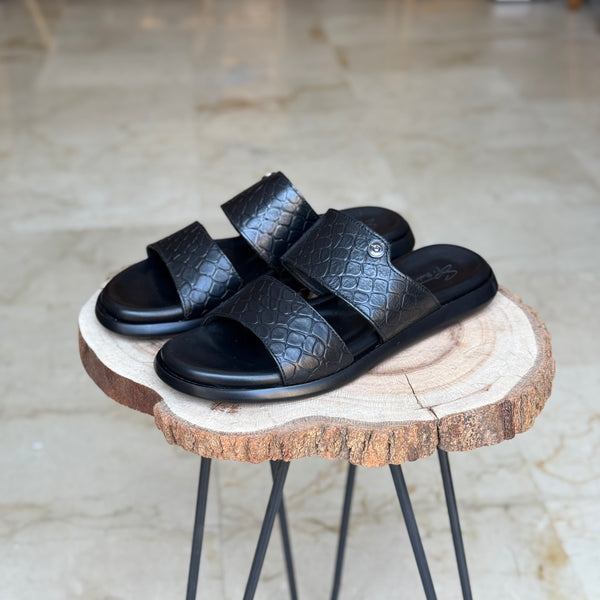 SANDALE EN CUIR RSE122 NOIR