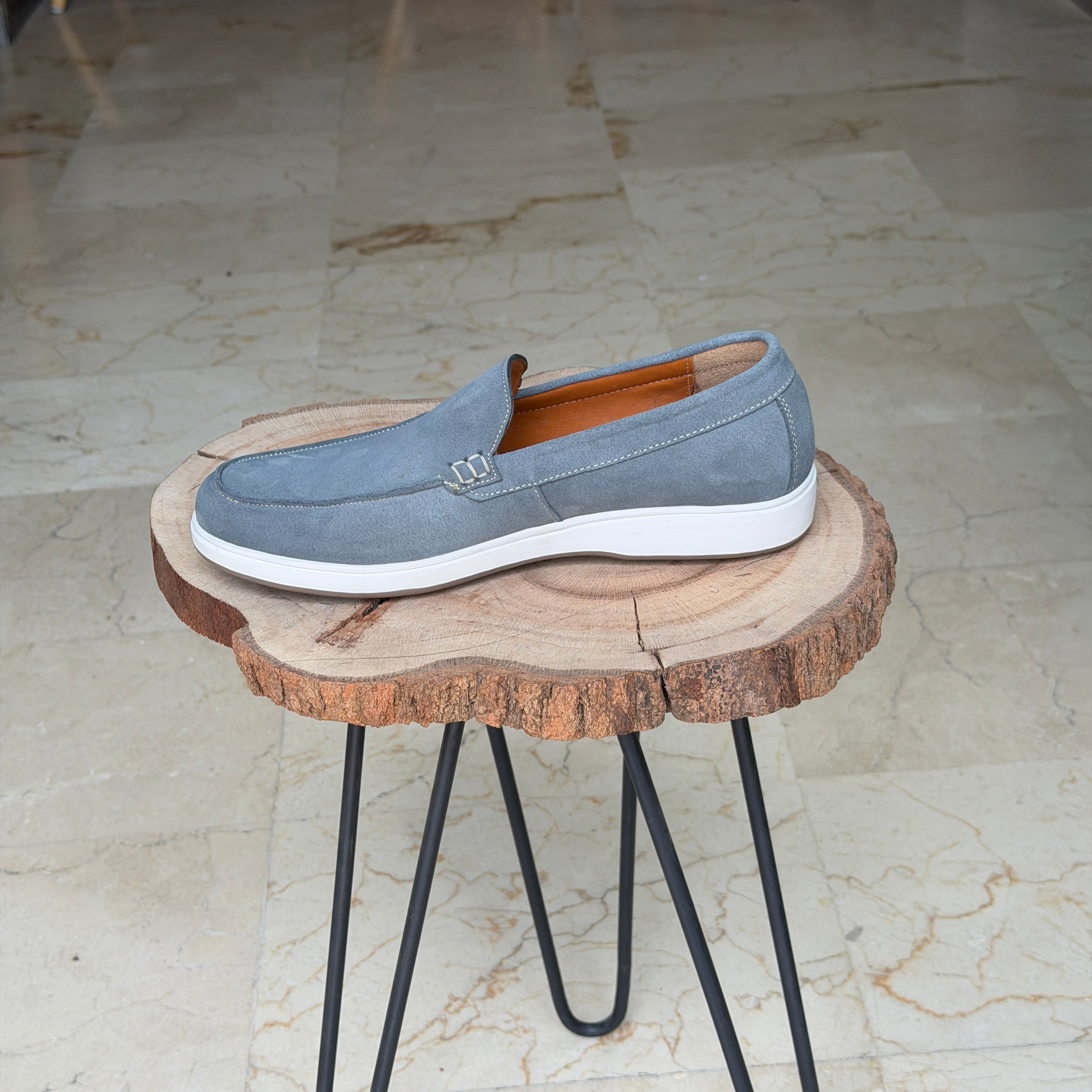 MOCASSIN EN DAIM EURO PIANA 010 GRIS - Shopilo Shoes