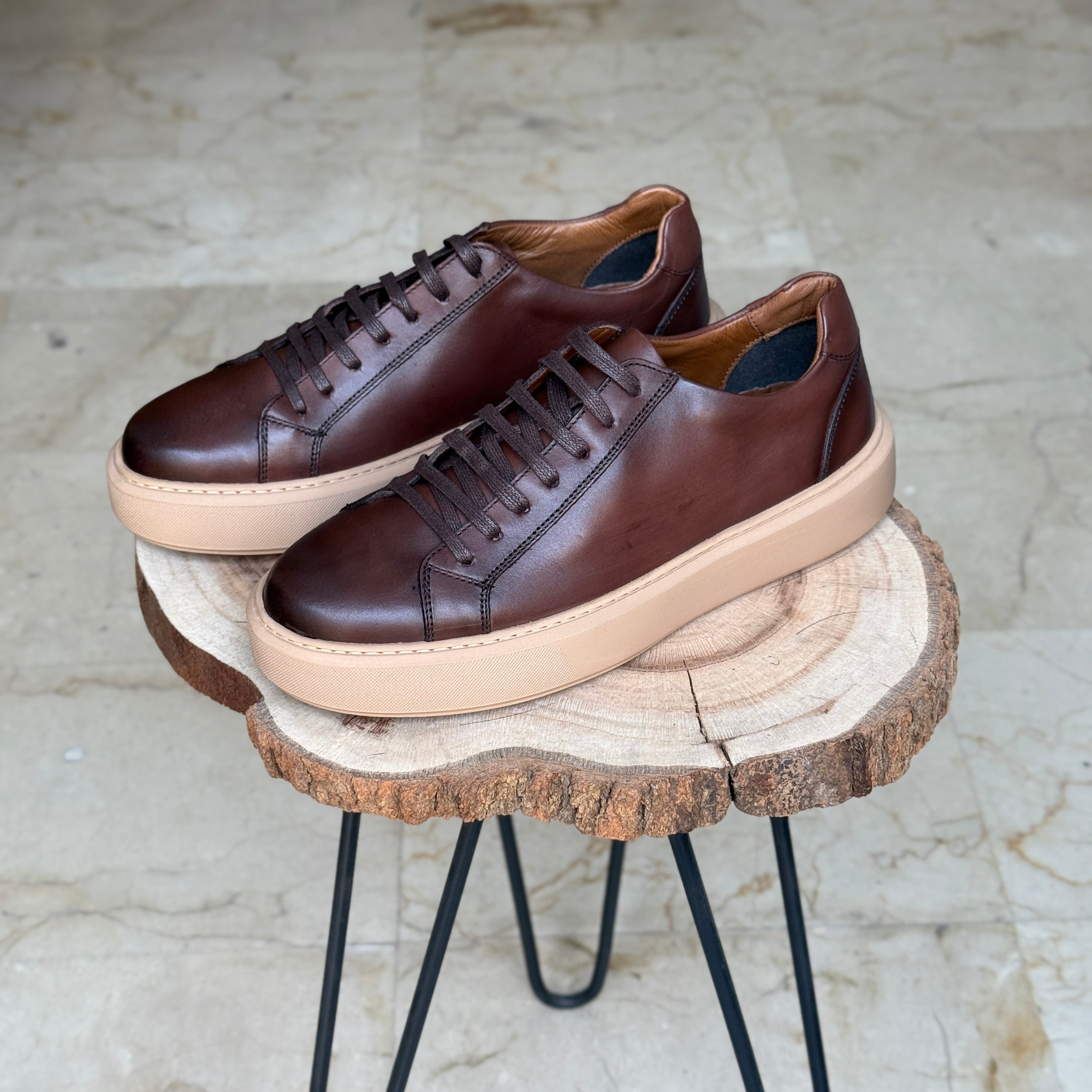 BASKET EN CUIR  L’ALLURE 708 MARRON