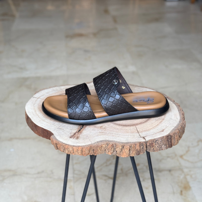SANDALE EN CUIR RSE122 MARRON