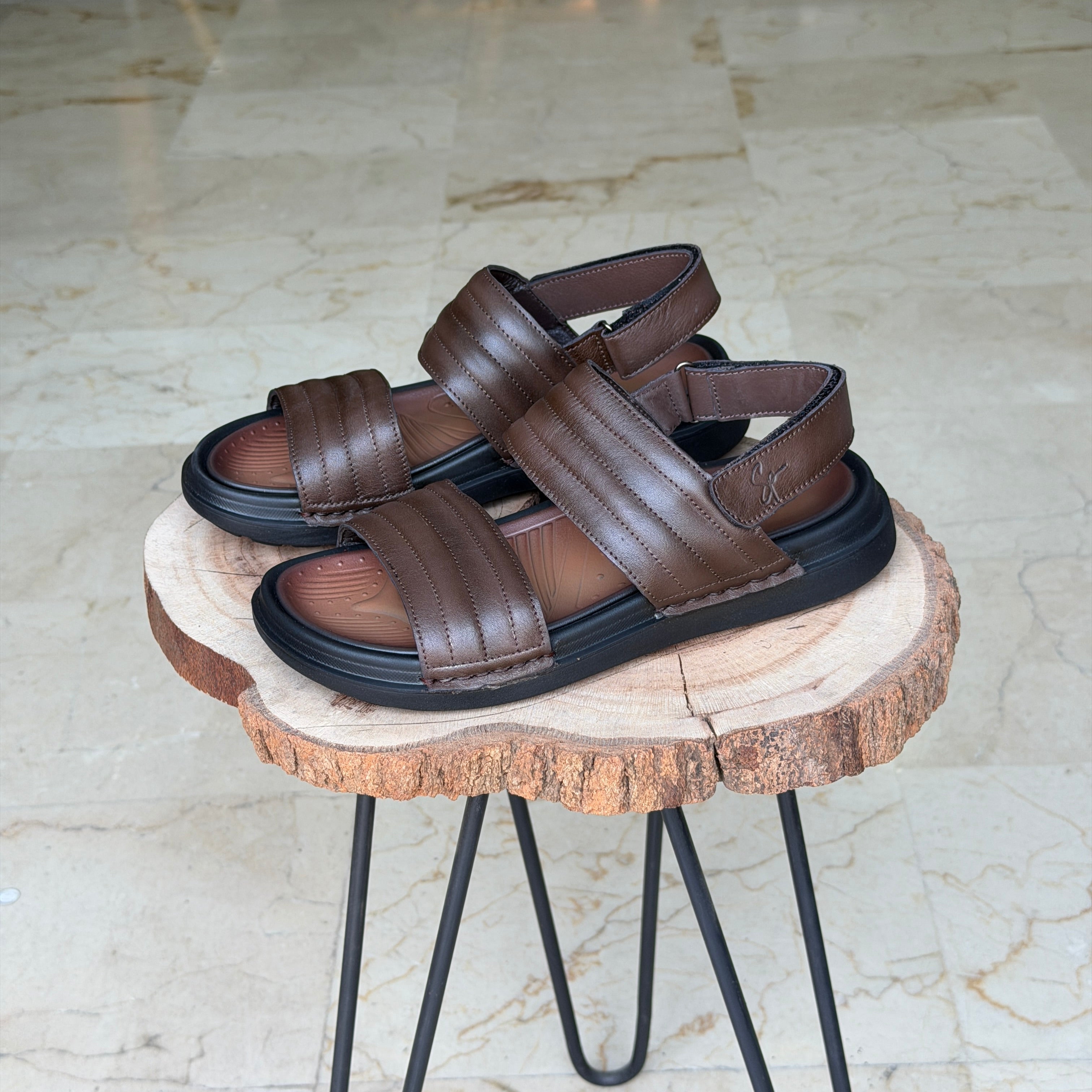 SANDALE EN CUIR Ergonomic Arch S41 MARRON