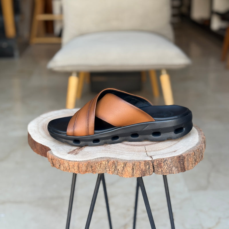 SANDALE EN CUIR 124 - OrthoConfort  TABA