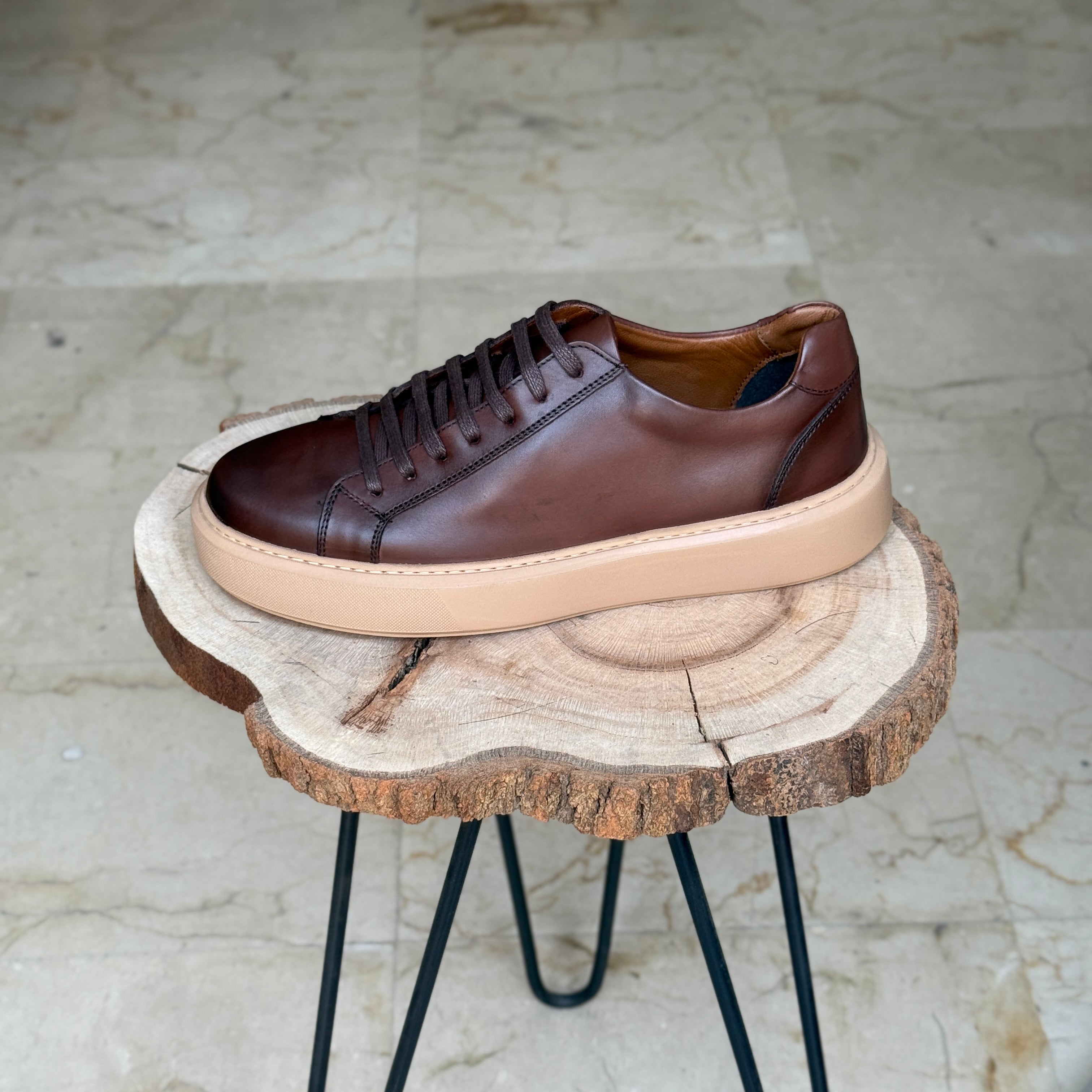 BASKET EN CUIR  L’ALLURE 708 MARRON