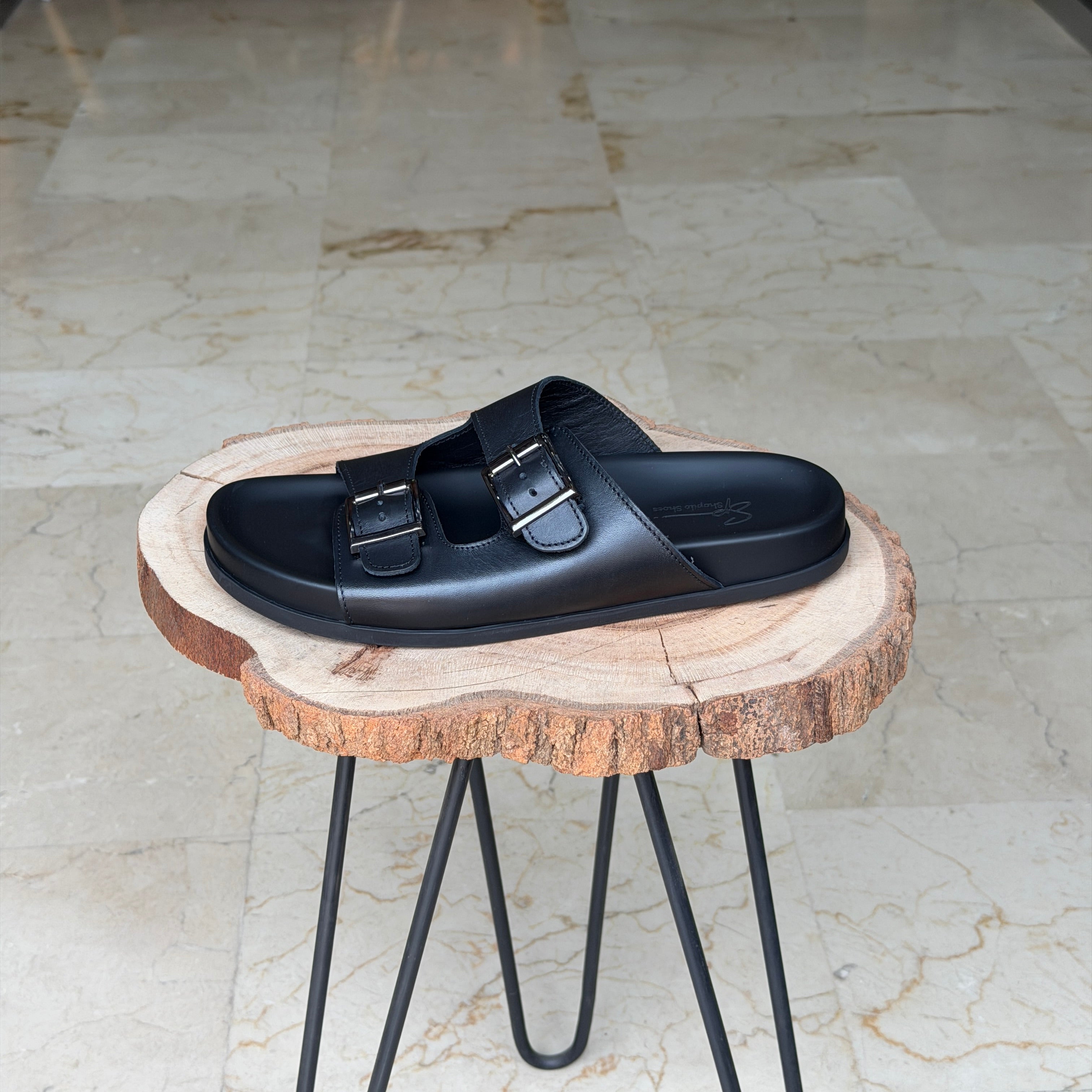 SANDALE EN CUIR Terra-Cuir 204 Noir - Shopilo Shoes