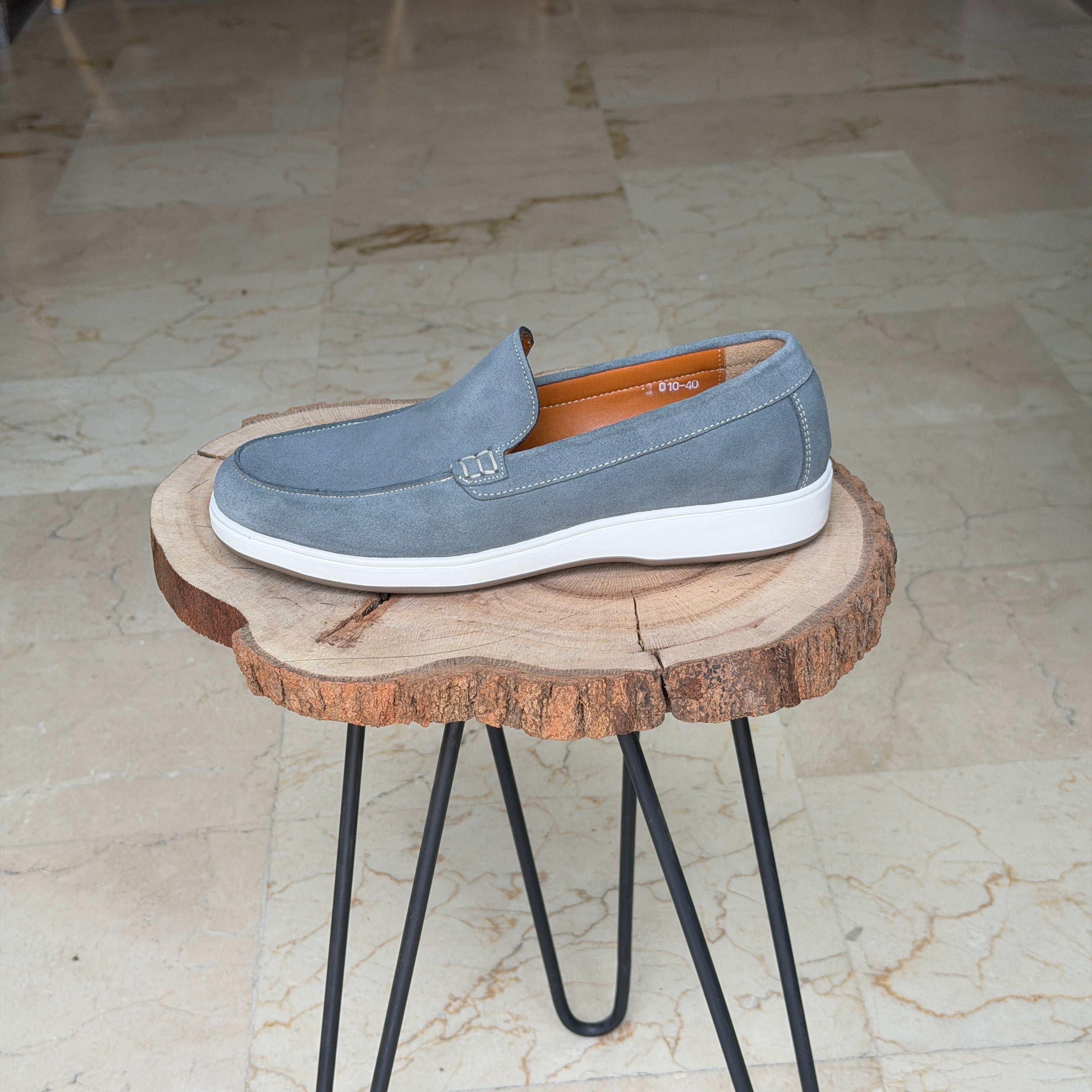 MOCASSIN EN DAIM EURO PIANA 010 GRIS - Shopilo Shoes
