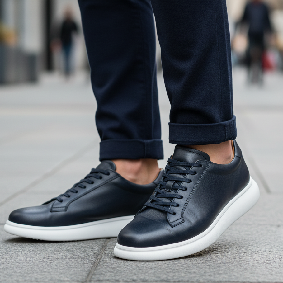 BASKET EN CUIR 704 BLEU